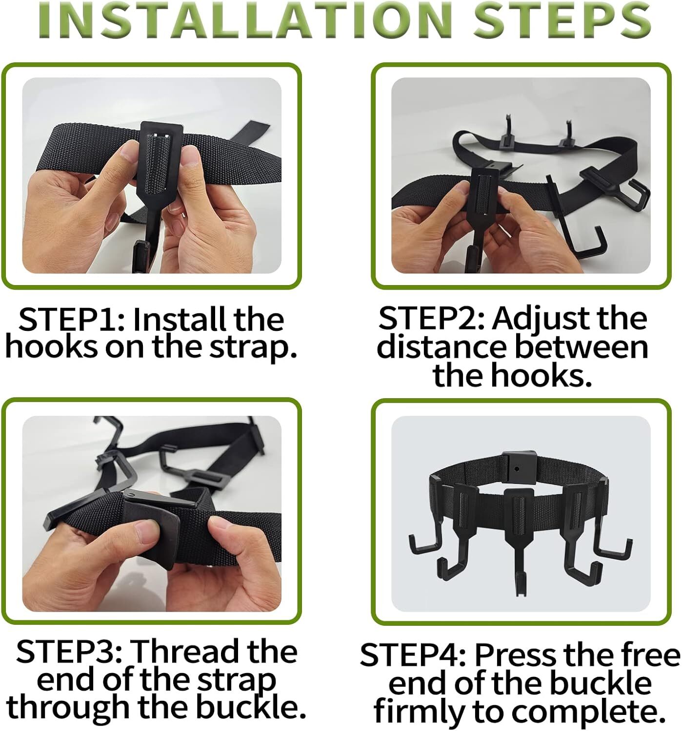 Treestand Strap Gear Hangers with Large Hooks, Lightweight Multi-hook Accessory