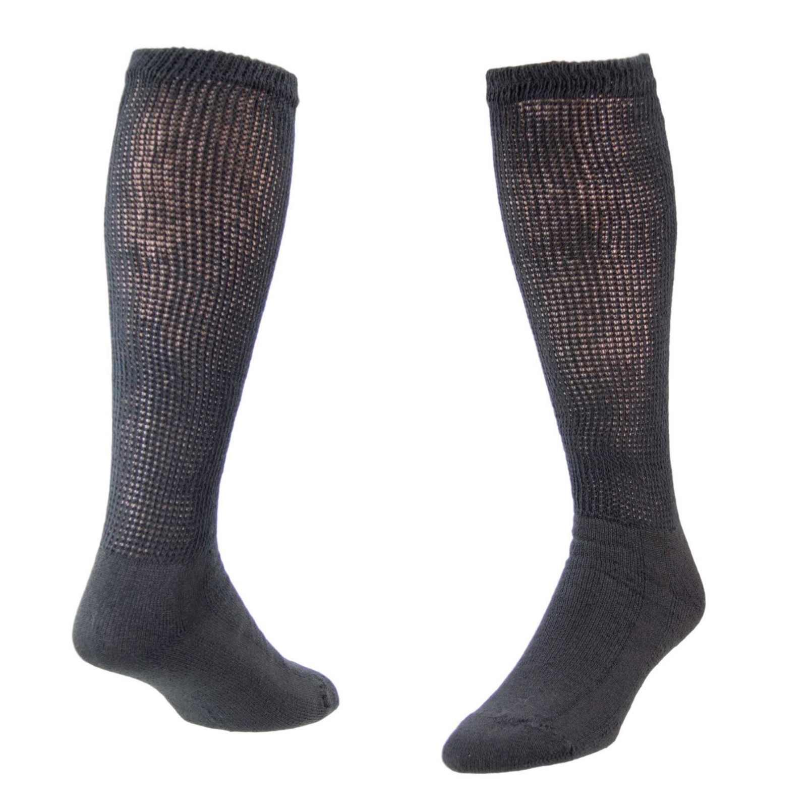 12 PAIR KNEE HIGH BLACK PHYSICIAN'S CHOICE OVER THE CALF DIABETIC SOCKS 13-15