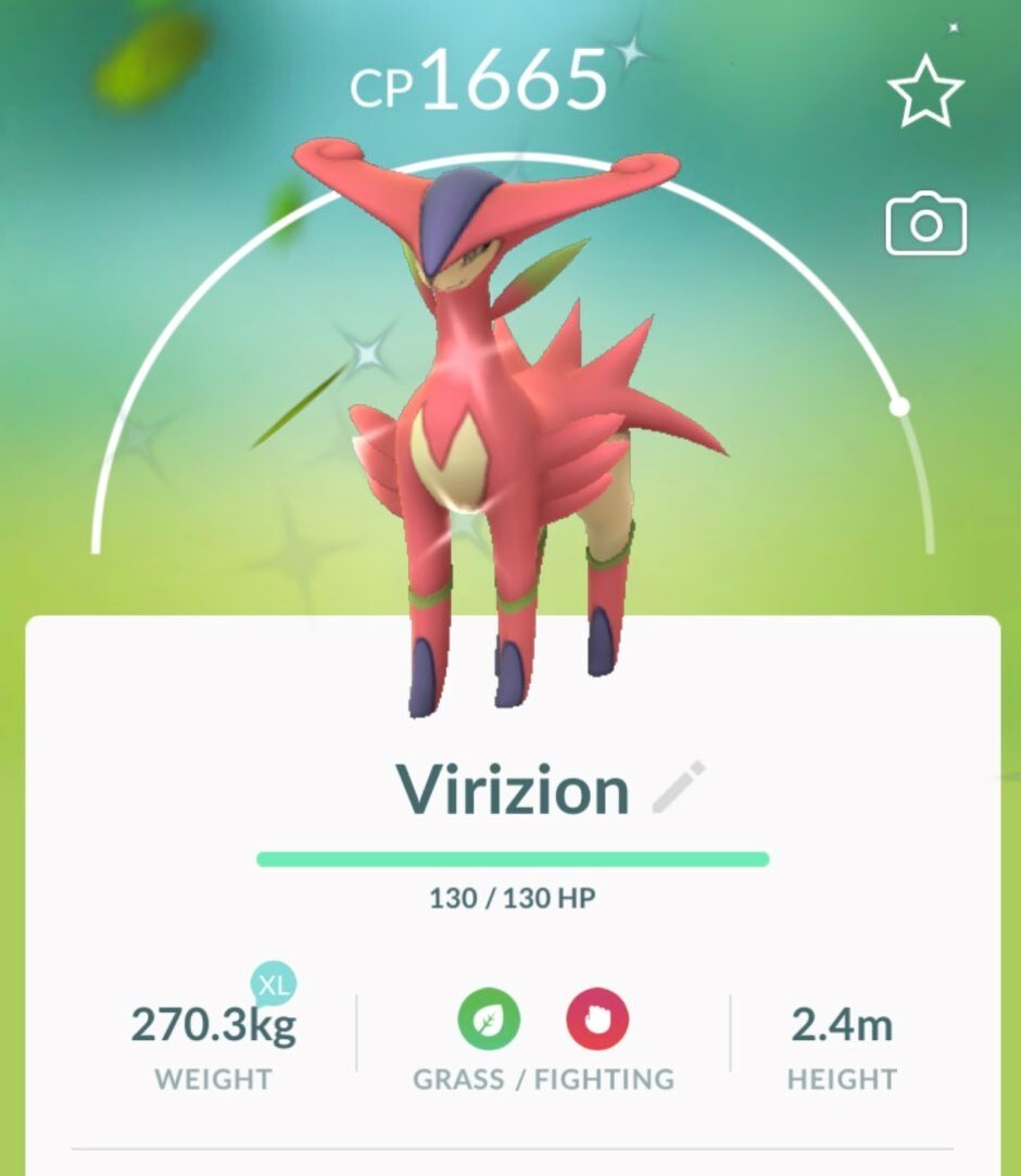 Pokémon Go - Shiny Virizion - PTC - 80k stardust -Description