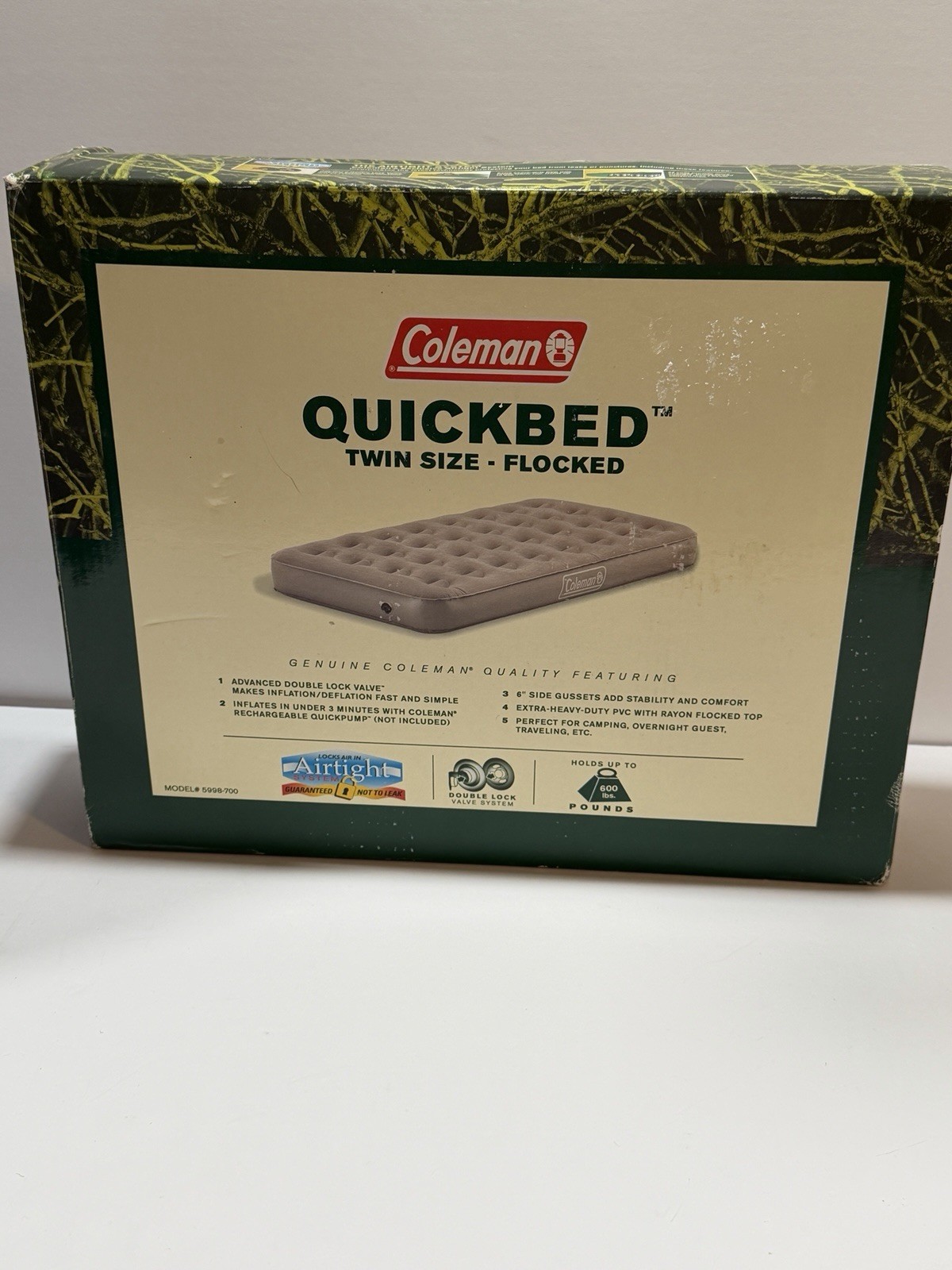 Coleman Quick Bed Twin Size Flocked Brand New