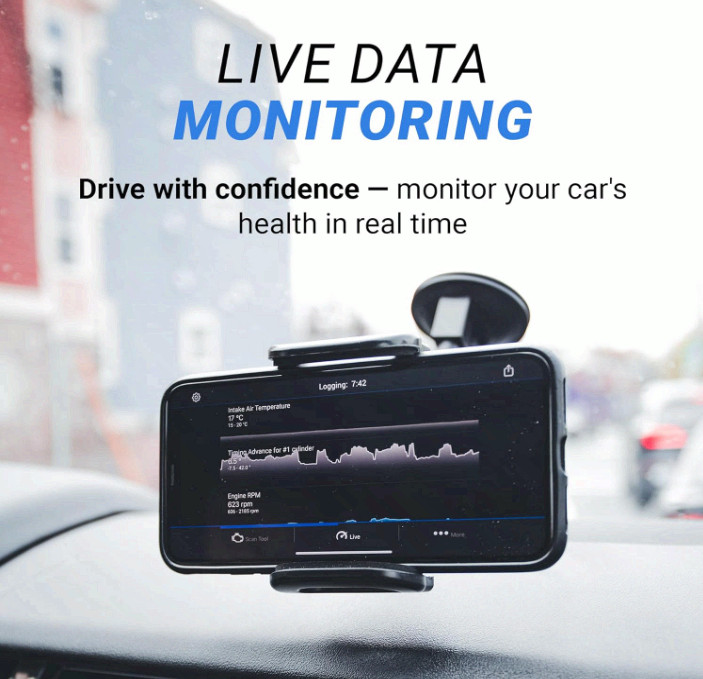 Pro OBD2 Scanner, Bluetooth Code Reader, ABS/SRS/TPMS, No Subscription