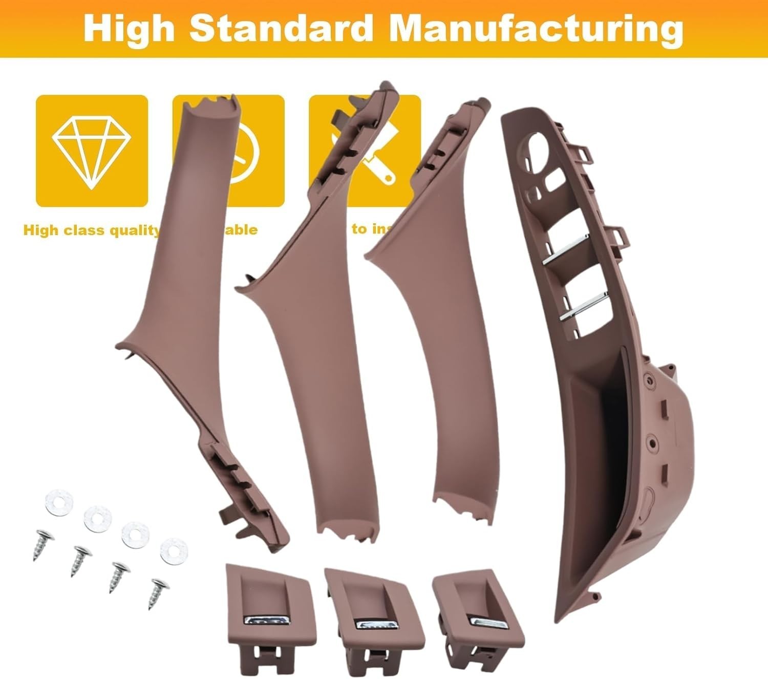 7PCS Brown Door Pull Handles Compatible with BMW 5 Series 2010-2016