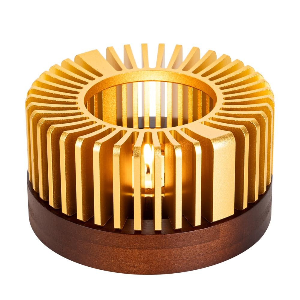 Teapot Warmer, Aluminum Tea Warmer with Wooden Small-with Base, Copper