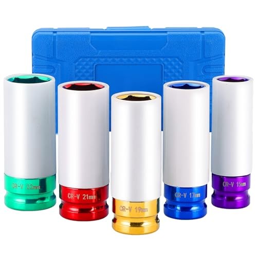 1/2'' Drive 5Pcs Wheel Lug Nuts Socket Set | Wheel Protector Impact Socket,