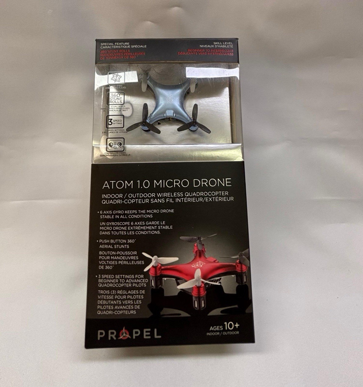 Propel Atom 1.0 Micro Quadcopter Drone 360 Stunt Rolls 65ft Range Blue