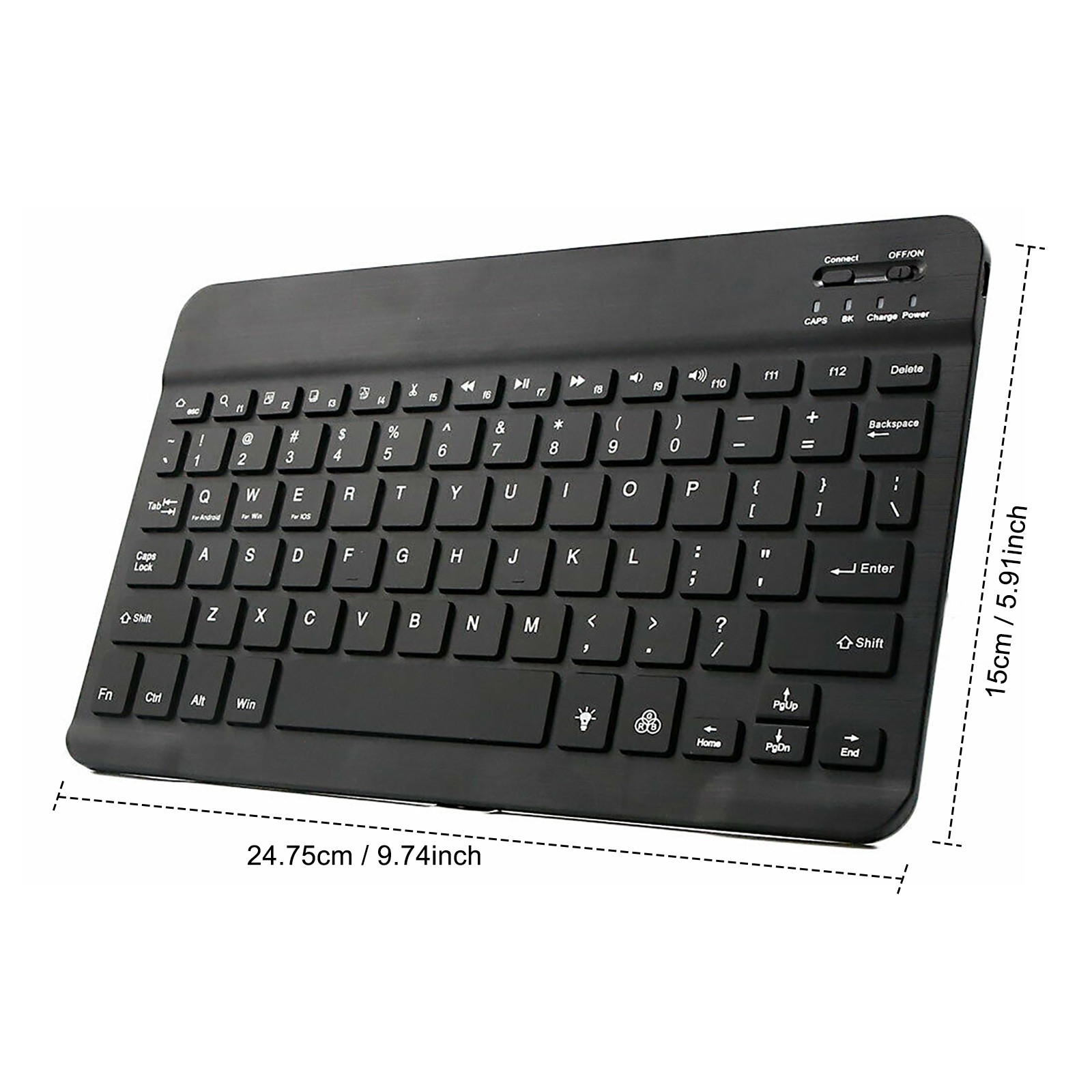 BLACK 10" Wireless Slim Bluetooth Keyboard Universal For iPad PC Laptop Tablet