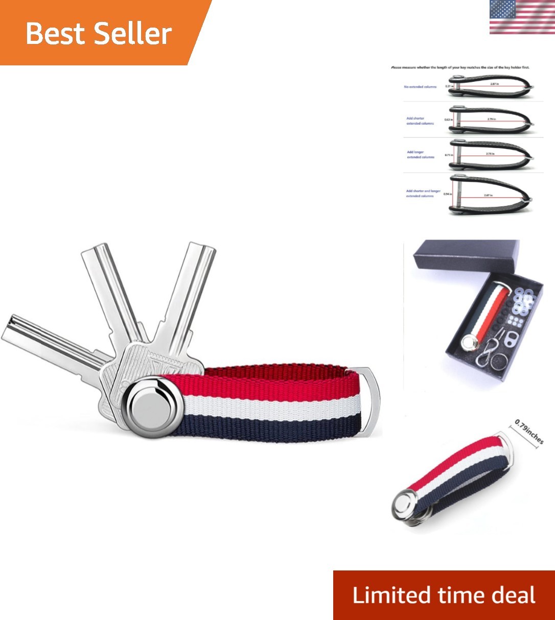 Compact Key Holder - Stylish & Practical Pocket Key Organizer With Secure Loc...