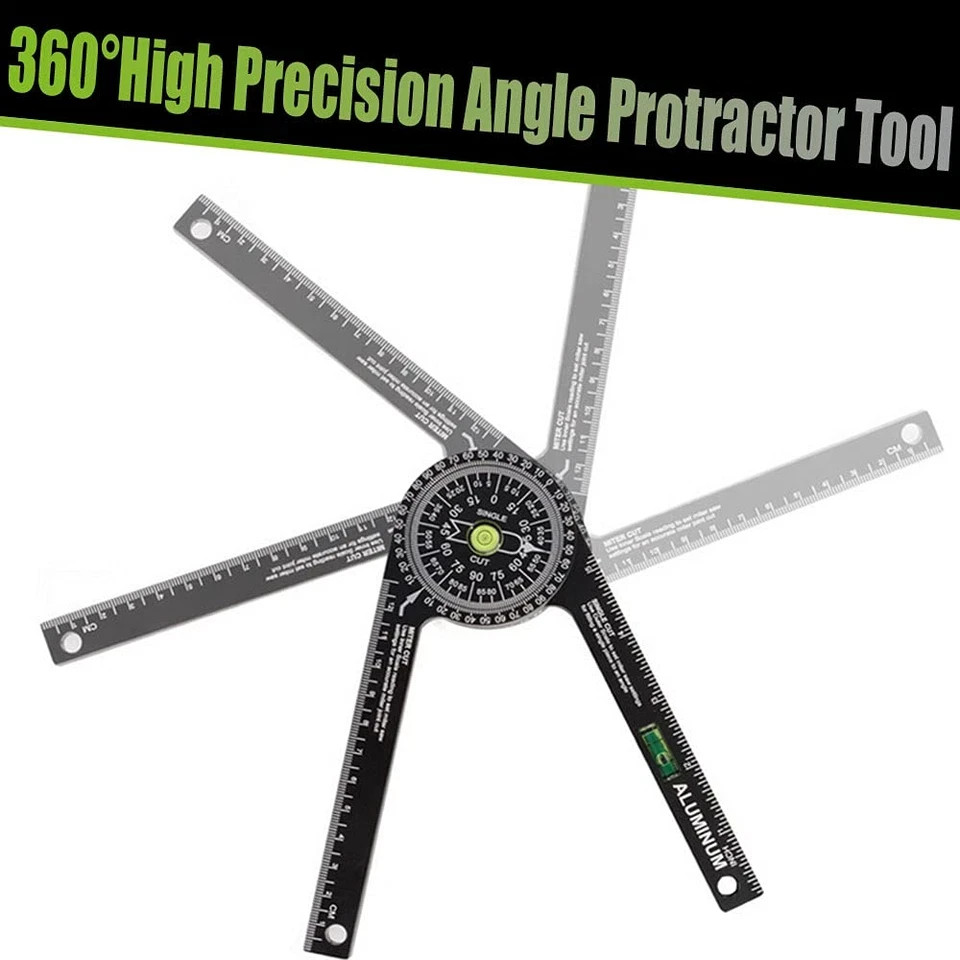 Miter Saw Protractor,Aluminum Protractor Angle Finder with Level Gauge High Prec