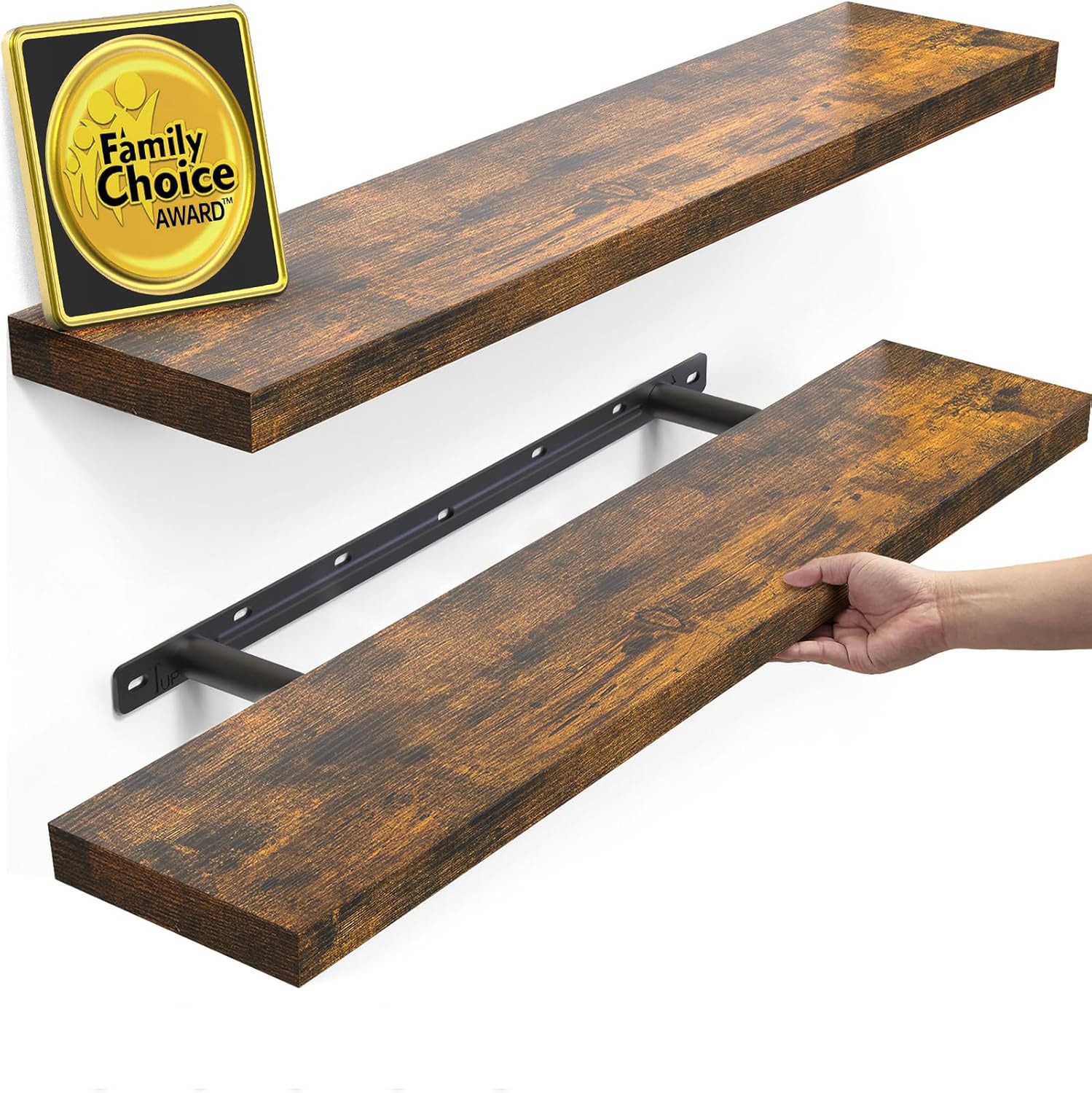 2 Pack Floating Shelves for Wall (22.5Inch) Wall-Mounted Shelves with Brackets