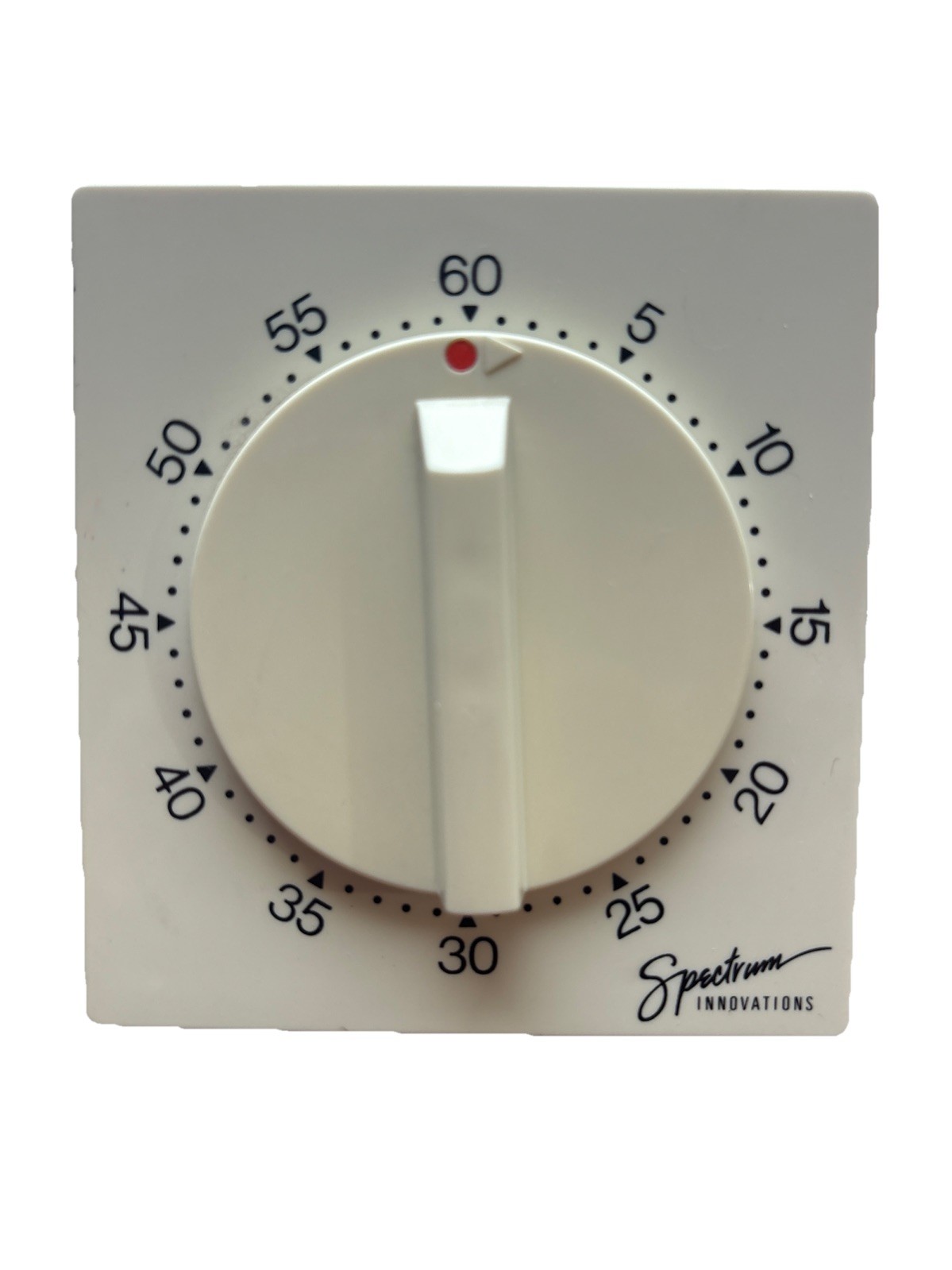 Vintage Spectrum Innovations 60 Minute Kitchen Timer White, Large Face, Works!