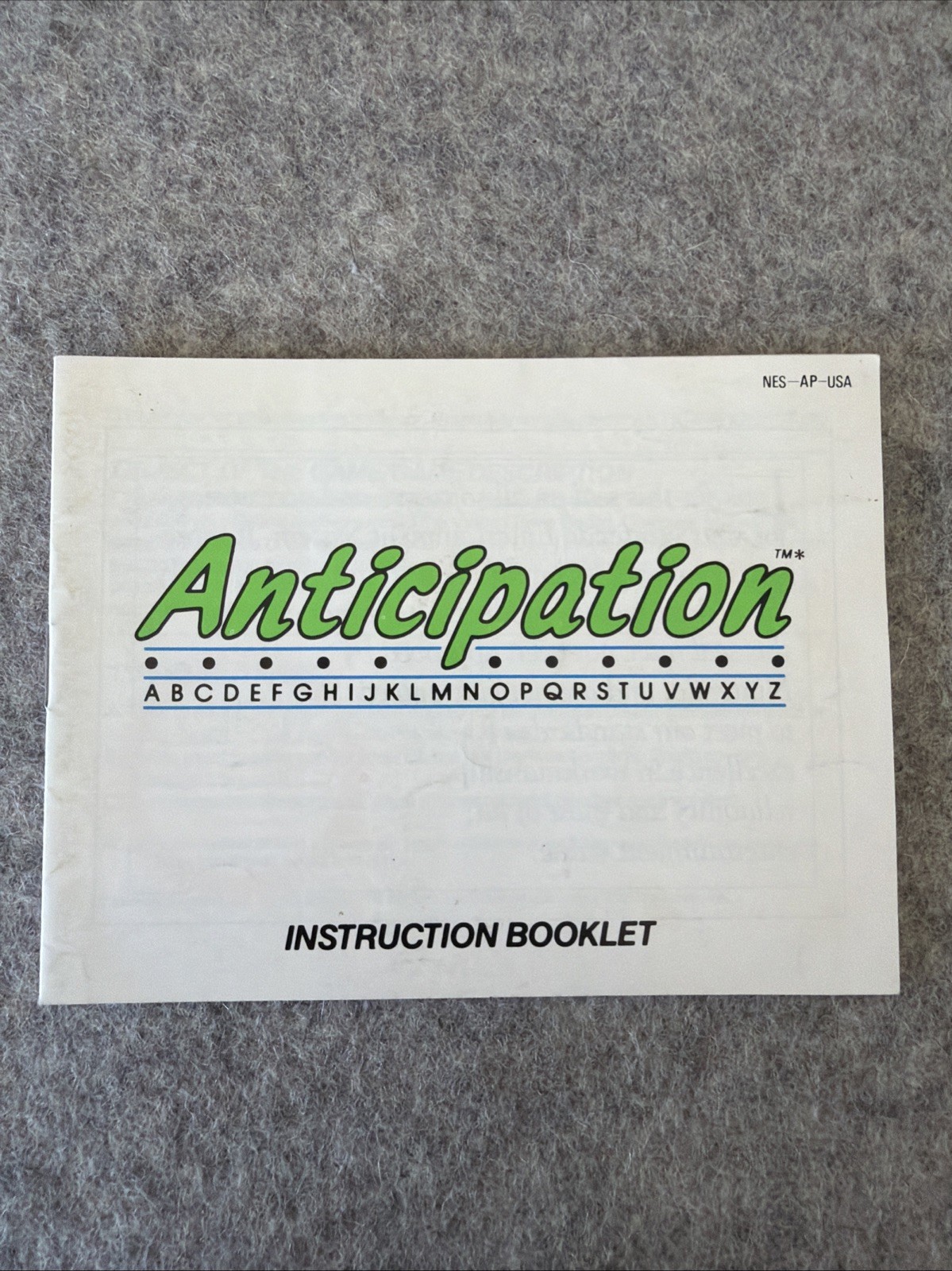 Anticipation (NES, 1988) - Instruction Manual / Booklet Only