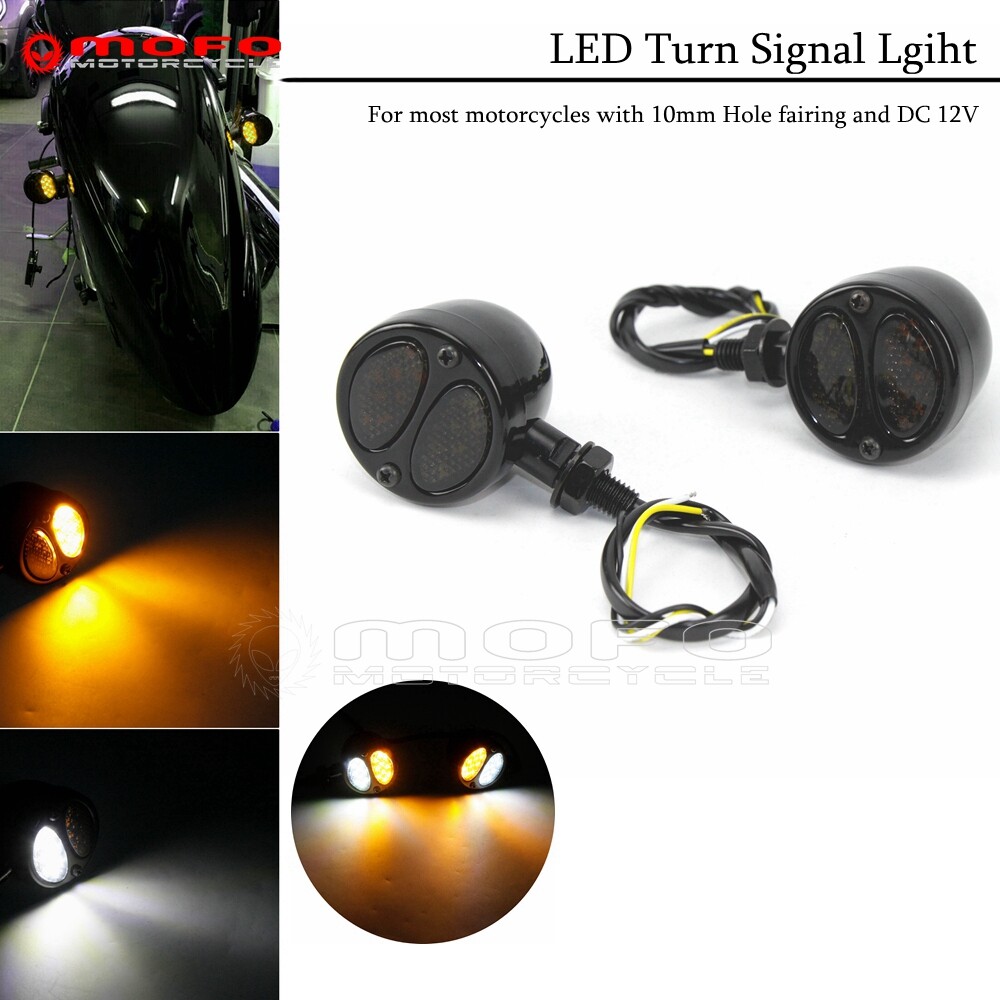 Motorcycle LED Turn Signal Light For Harley Chopper Cruiser Dyna Fat Bob FXDF