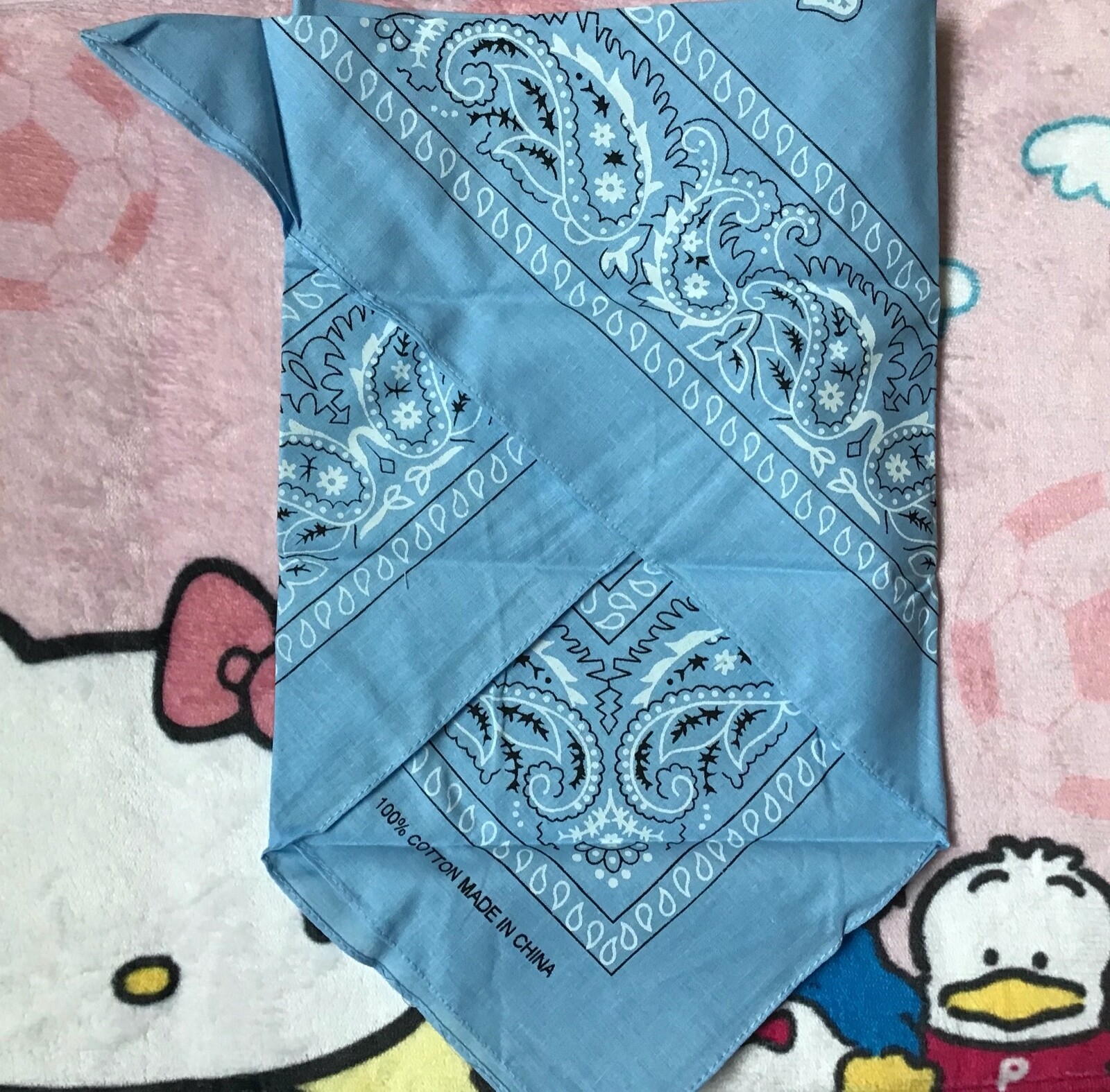 NEW 2 PCS Paisley Bandana Head Wrap Scarf 100 % Cotton Blue & Pink USA SALLER