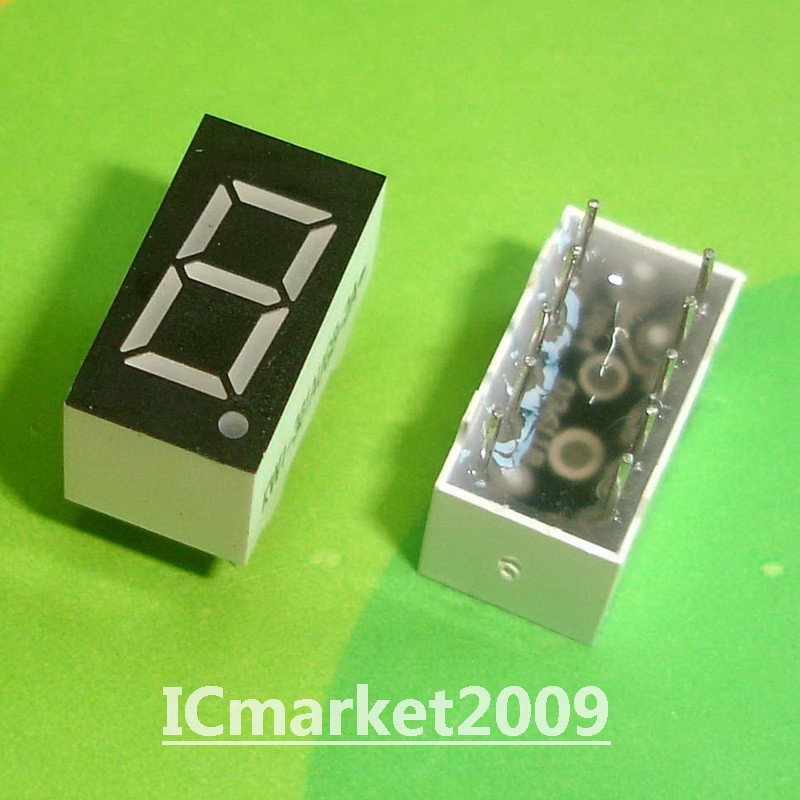 50 PCS 1 Digit 0.36 inch Green 7 SEGMENT LED DISPLAY COMMON ANODE (Bit)