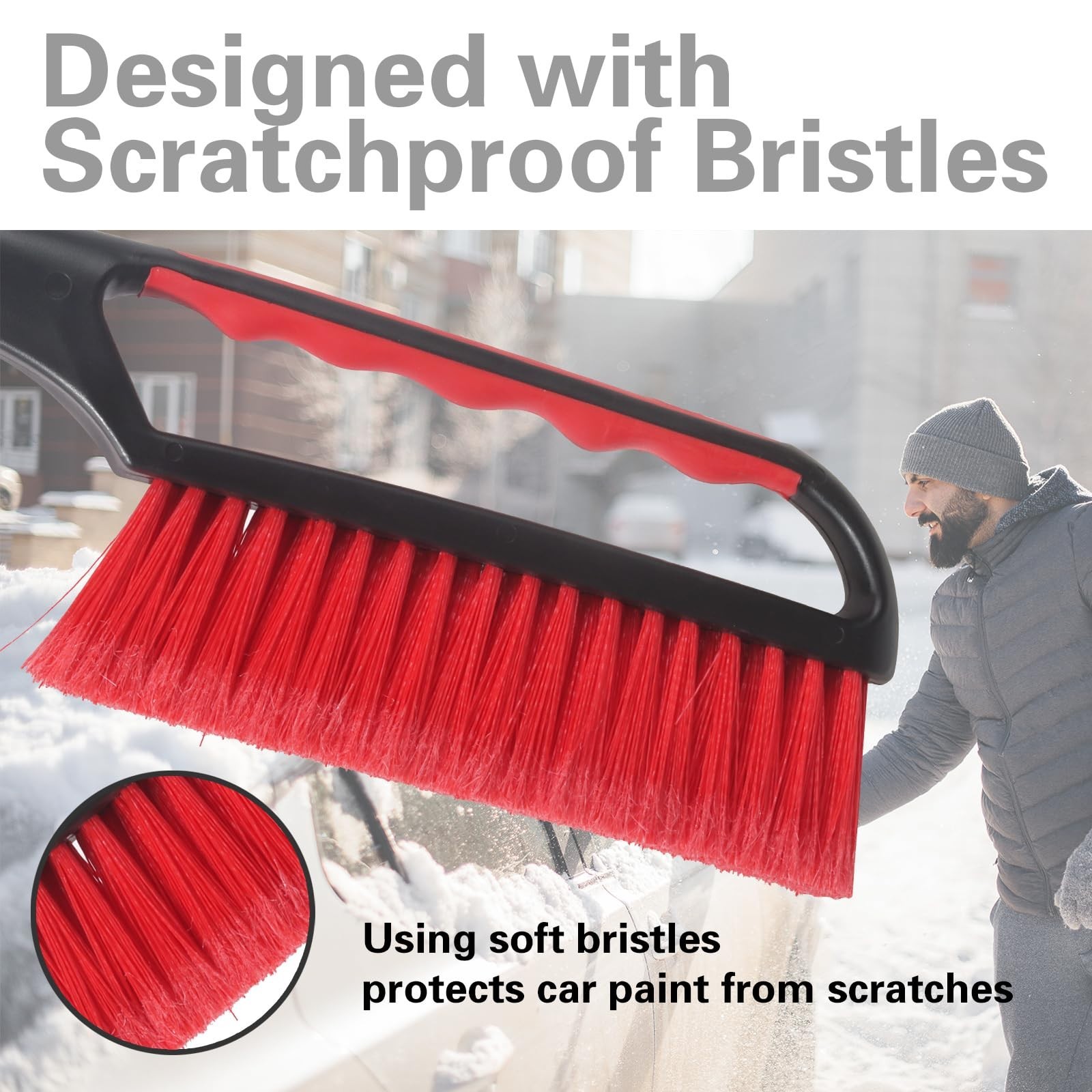 2-in-1 Snow Brush & Ice Scraper for Car Windshield - 26.4" Deicer Tool, 2 Pack