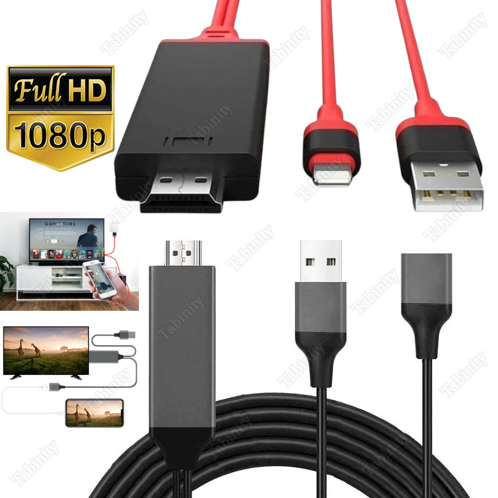 1080P HDMI Mirroring AV Cable TV HDTV Adapter Cord for iPhone 14 13 12 X Android