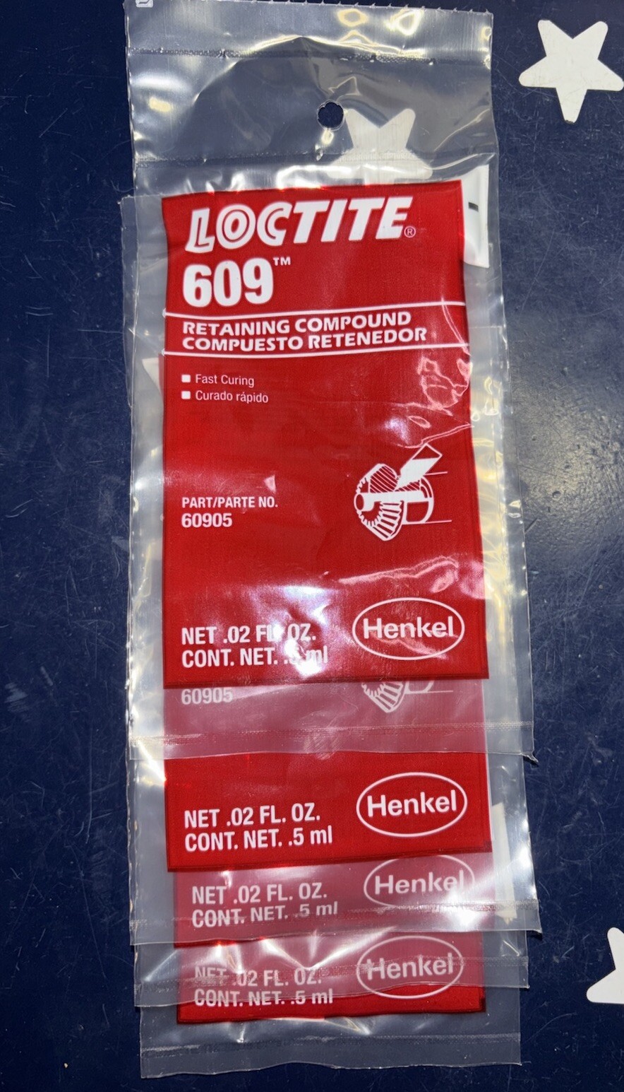 Loctite 609 .5ml General Purpose Fast Curing Retaining Compound 60905 4 Packs