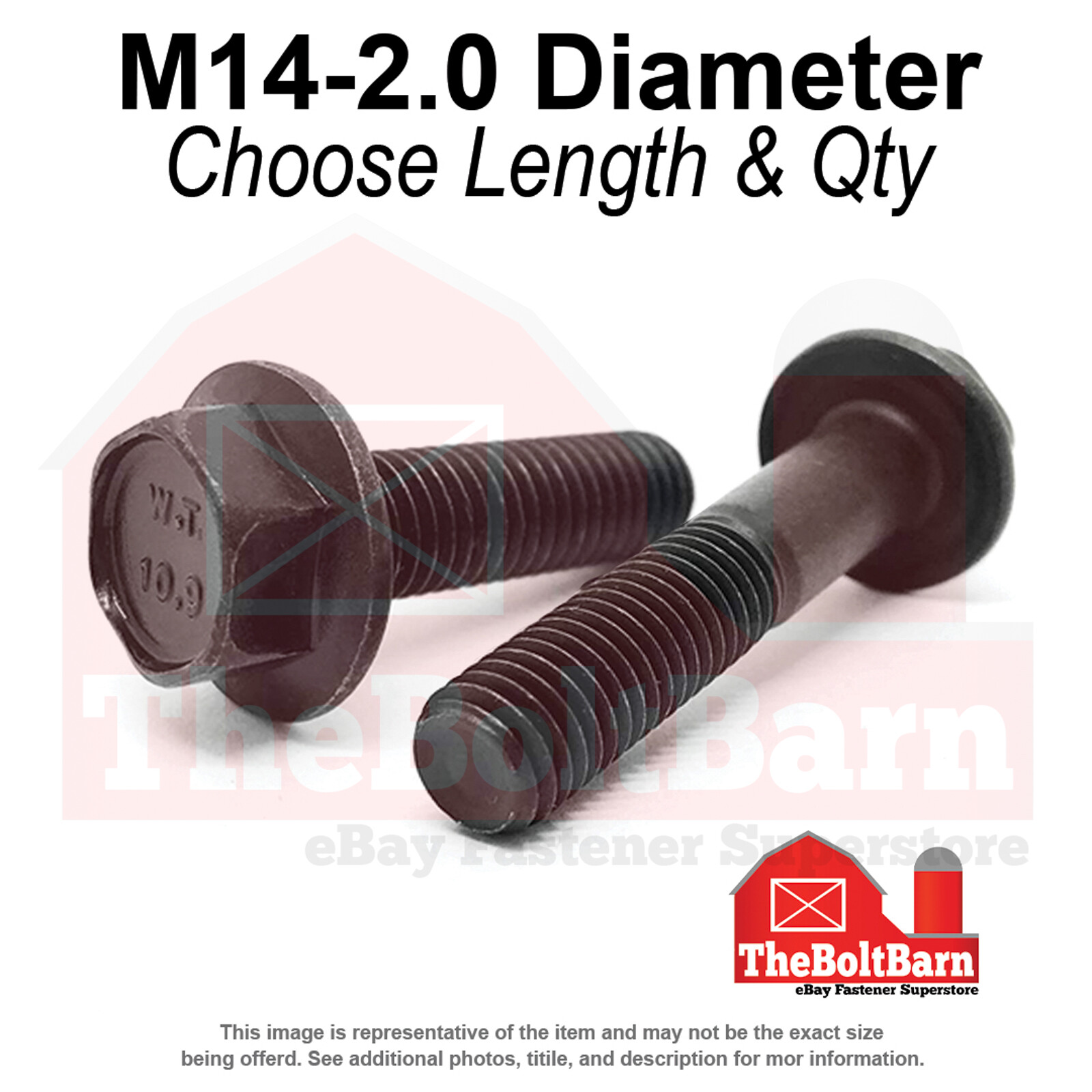 M14-2.0 Class 10.9 Hex Flange Screws Frame Bolts Phos & Oil (Pick Length &Qty)