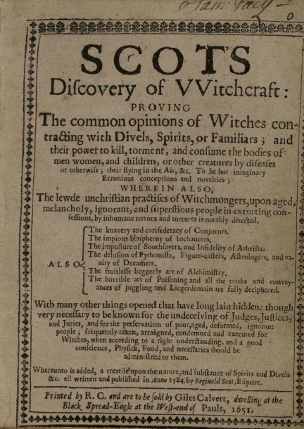Scot's Discovery of Witchcraft 1651 Edition Magic Conjuring & Witchcraft DVD