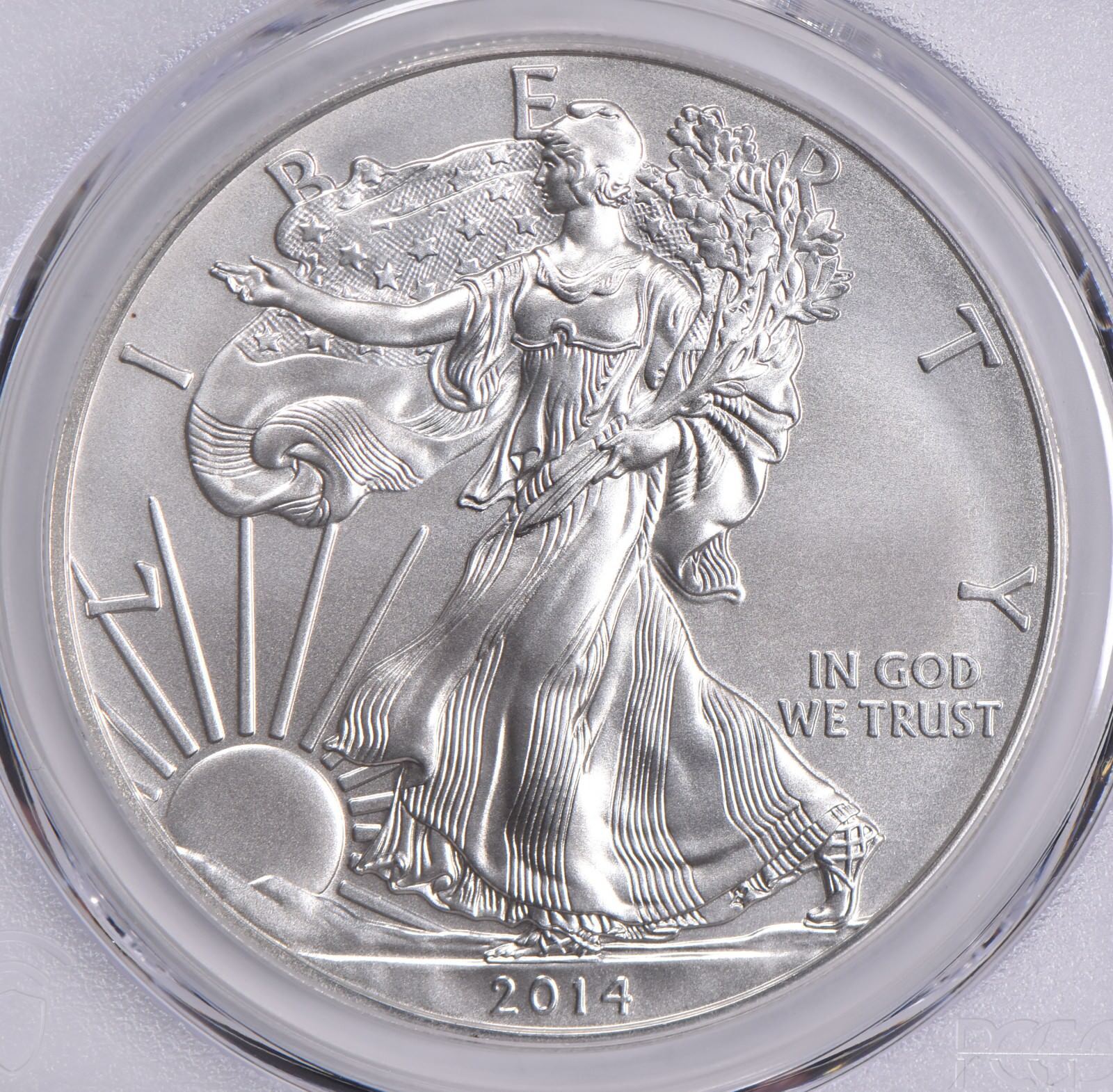 SP70 2014-W BURNISHED SILVER EAGLE PCGS Blue Label