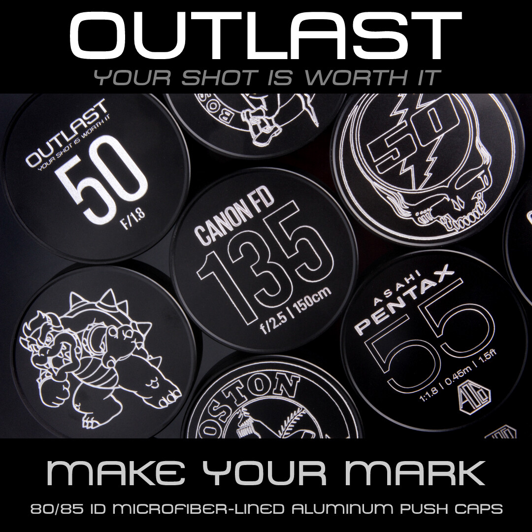 OUTLAST 80mm / 85mm ID Aluminum Front Push Caps 80mm OD Step-Up Ring 77mm Thread
