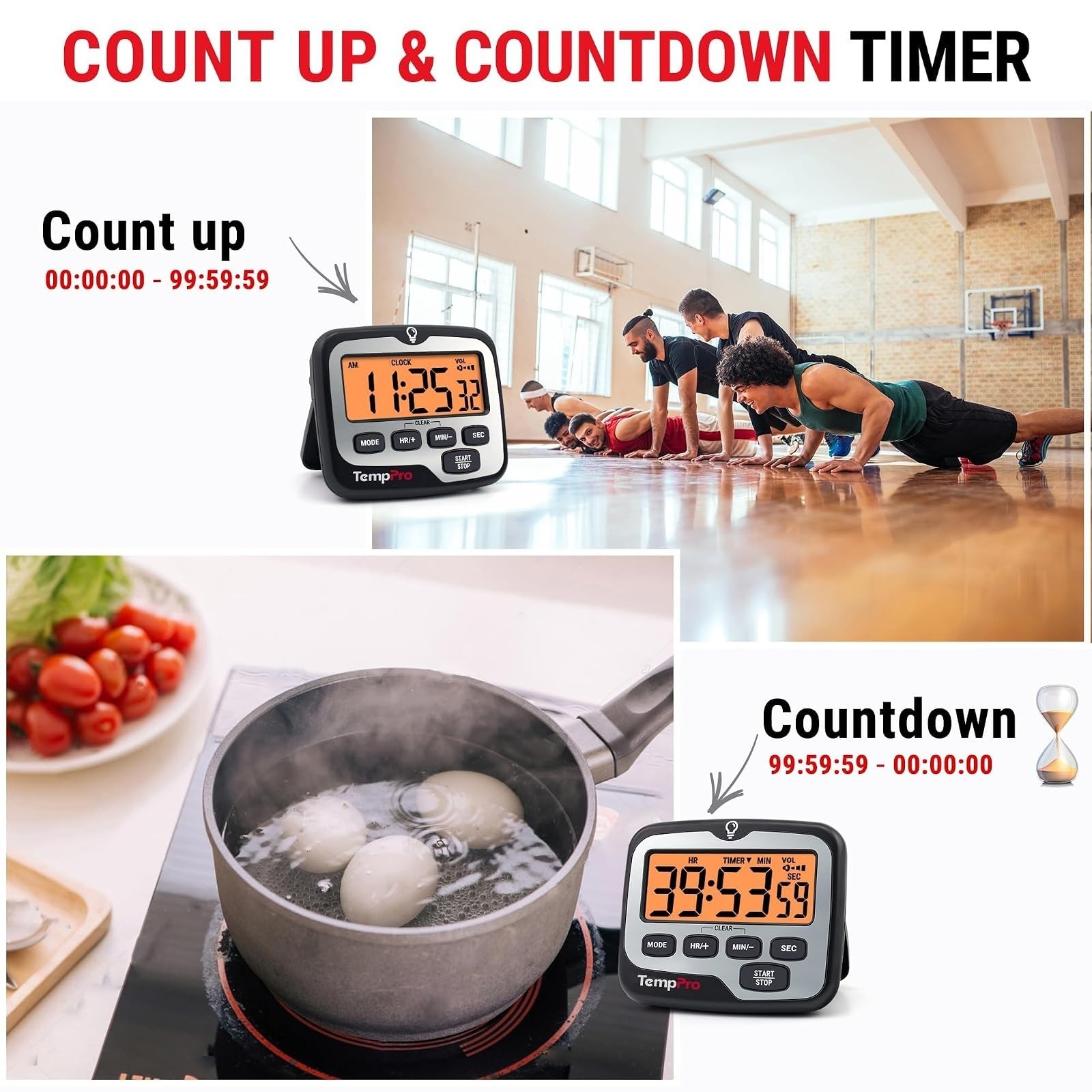 TempPro TM01 2-in-1 Digital Kitchen Timer | Adjustable Alarm Volume