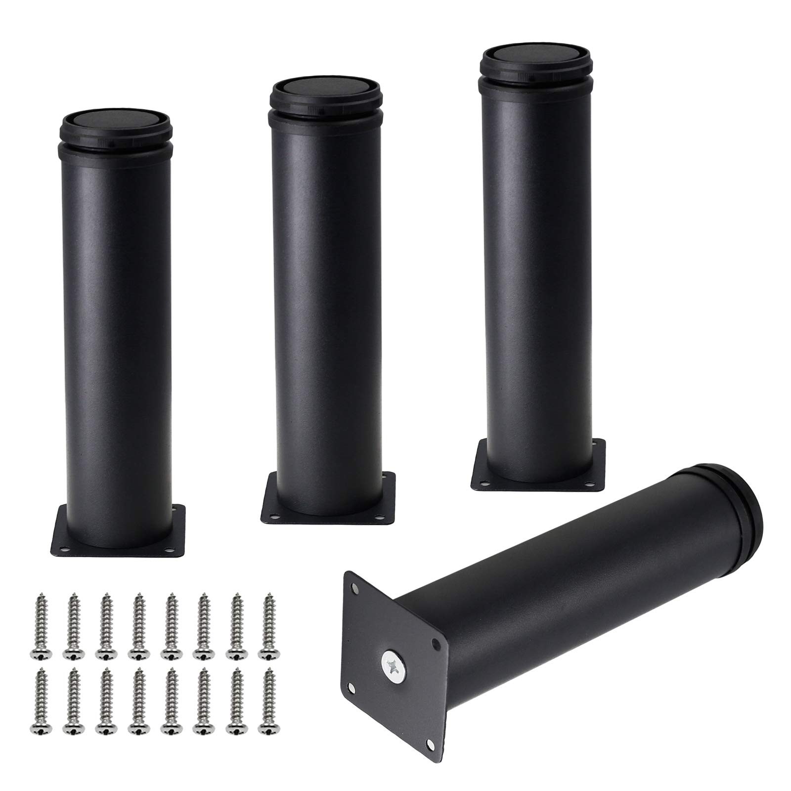 Set of 4 Stainless Steel Furniture Legs 8 Inch, Adjustable Round Cabinet Legs...
