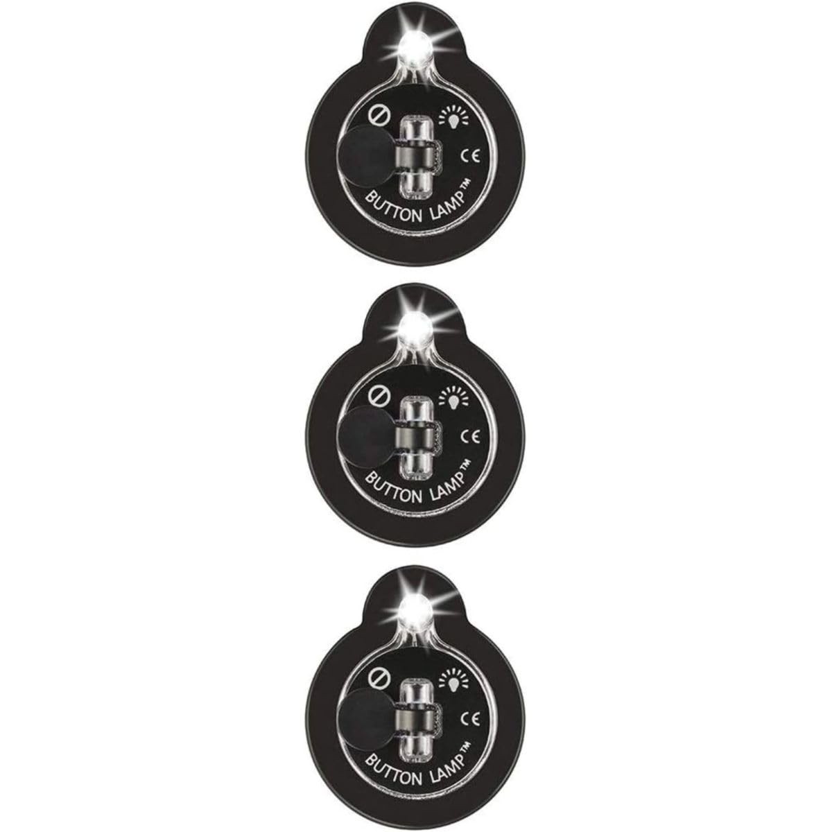Panthervision Stick On Led Button Lights pack Of 3 Battery Powered Lights With