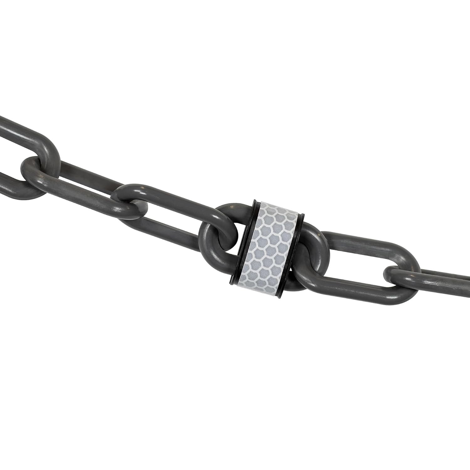 Reflective Plastic Barrier Chain, Slate Gray, 2-Inch Link Diameter, 25-Foot Leng