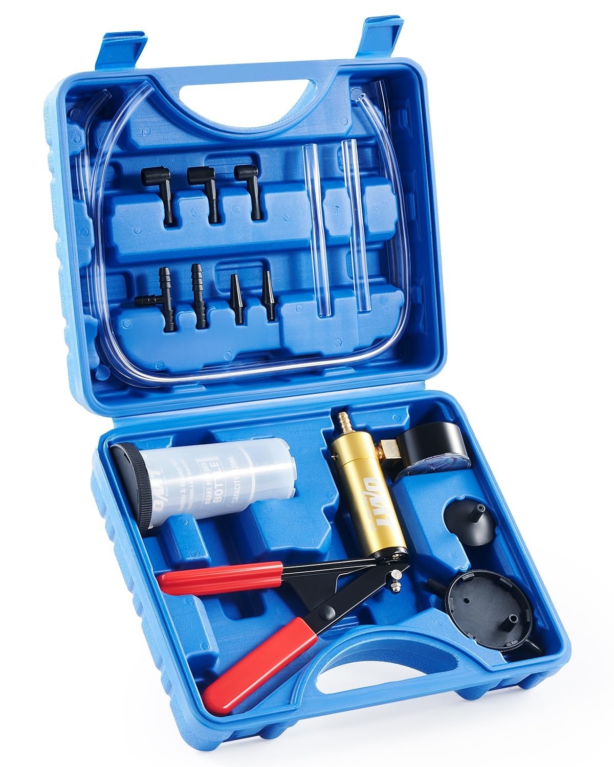 Brake Bleeder Kit with Hand Vacuum Pump & Adapters - Fluid Extraction Tool, Pres