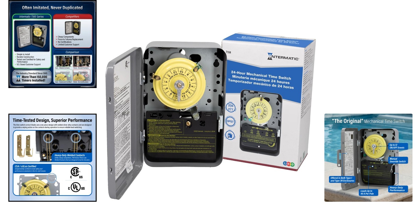 Compact T104 Mechanical Timer Switch for Efficient Lighting & Pump Management