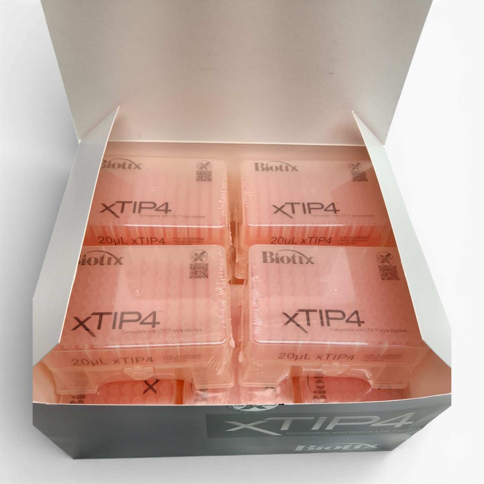 20µL Biotix xTIP4 Racked Pipette Tips 9 Racks of 96 Tips (864 Total) 63300005