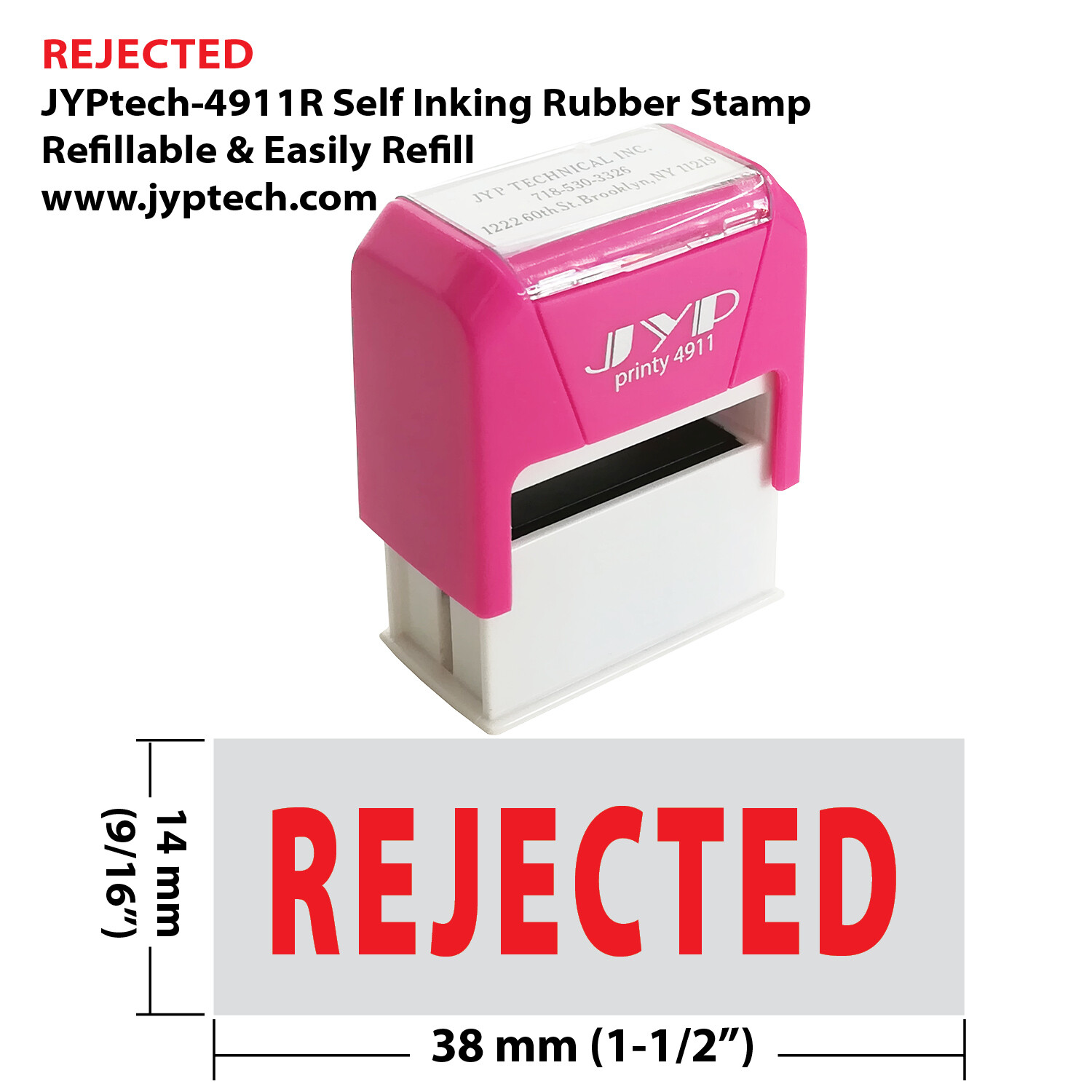 REJECTED - JYP 4911R Self Inking Rubber Stamp (Red Ink)