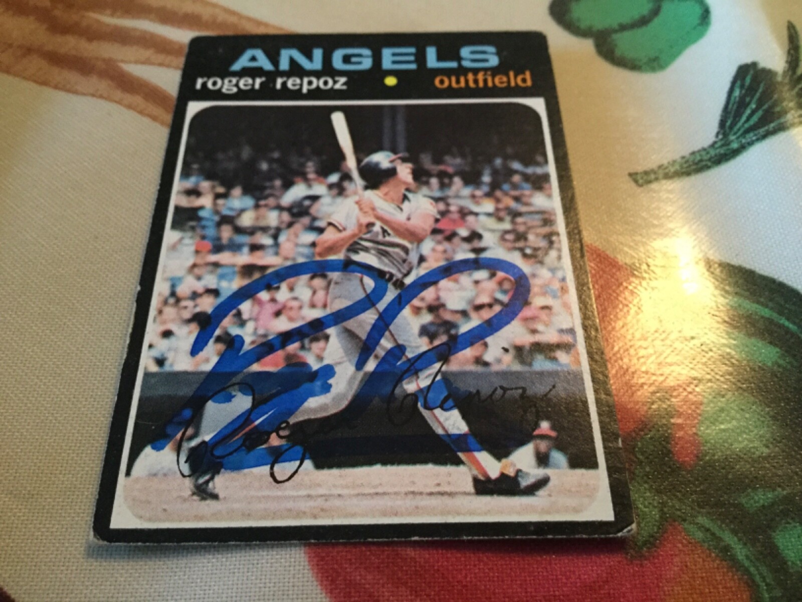 1971 Topps Roger Repoz Autographed Baseball Card Angels Yankees #508