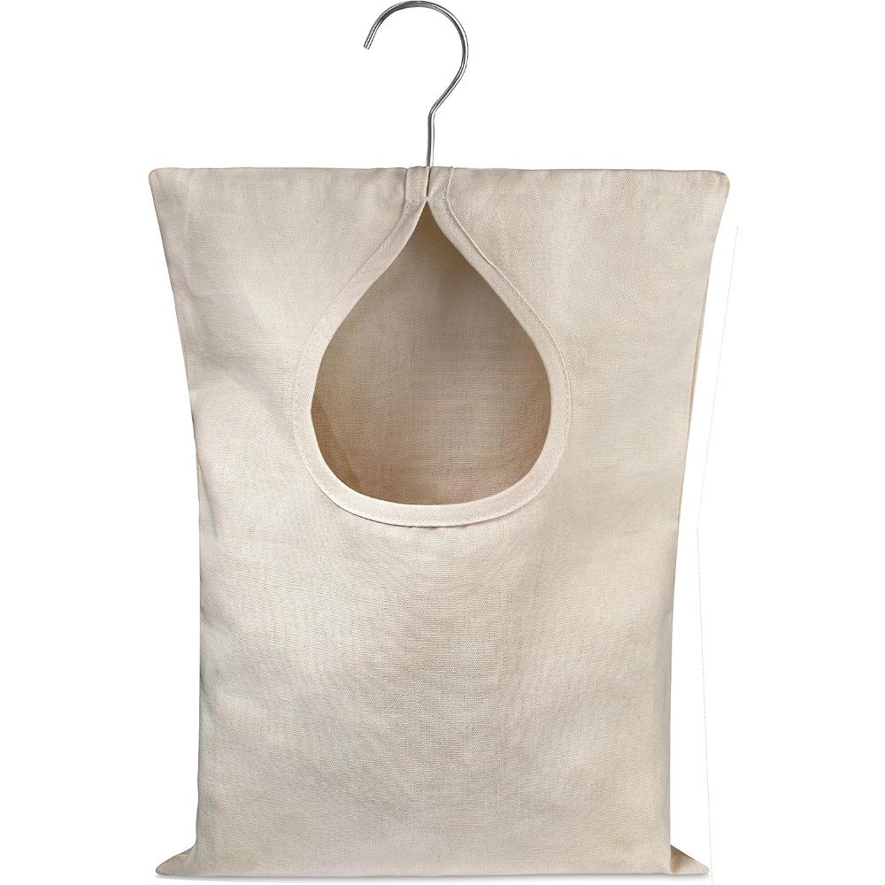 Large Canvas Clothespin Bag with Hook Holds 100 Pins Fits Clothesline Easy Slide