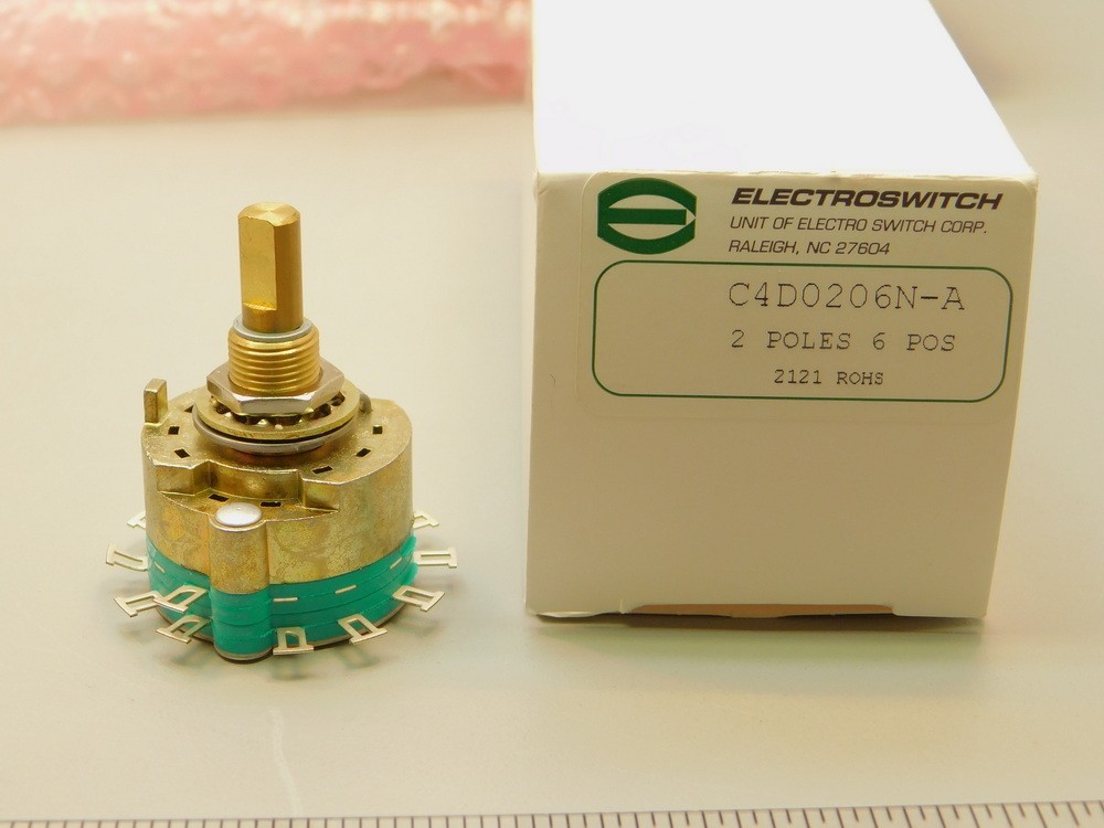 Electroswitch C4D0206N-A 2-Pole 6Pos Non-Shorting Rotary Switch 1.5" 0.5A 28VDC