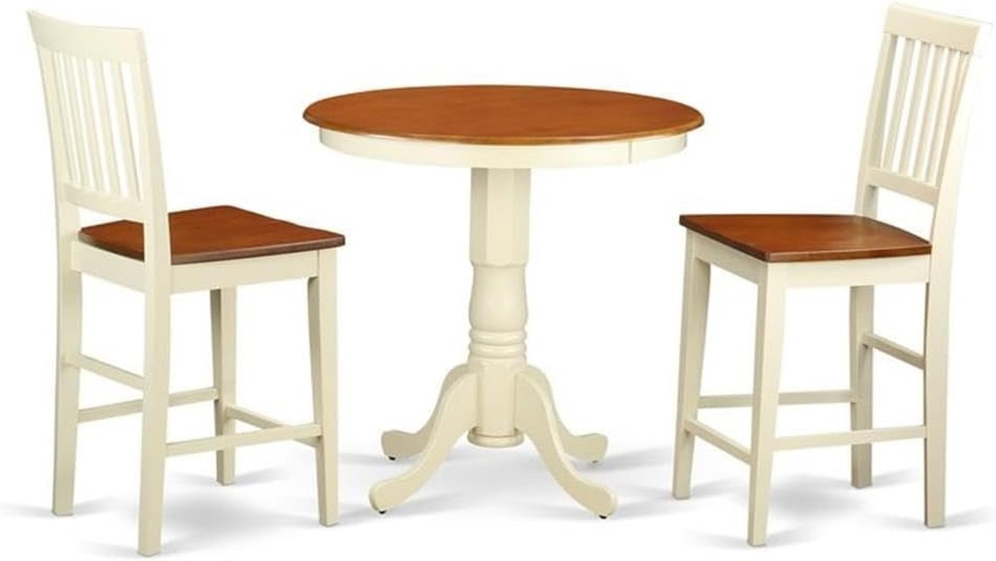 JAVN3-WHI-W 3 Piece Counter Height Dining Set for Small Spaces Contains a round