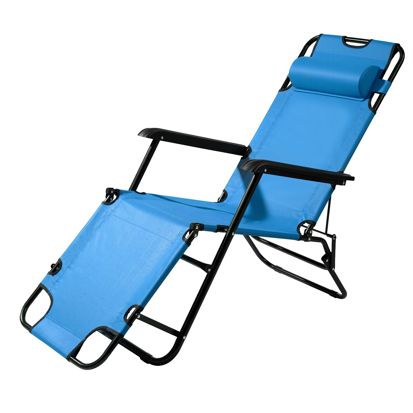 Folding Chaise Lounge Chair for Outdoor, 2-in-1 Portable Tanning Chair