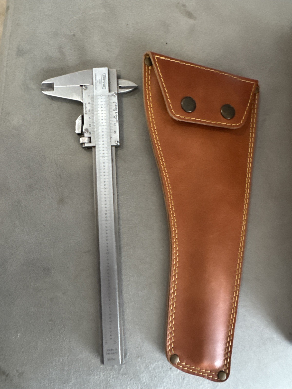 Vtg Craftsman 40163 DJ Stainless Steel Caliper Tool West Germany w/ Leather Case