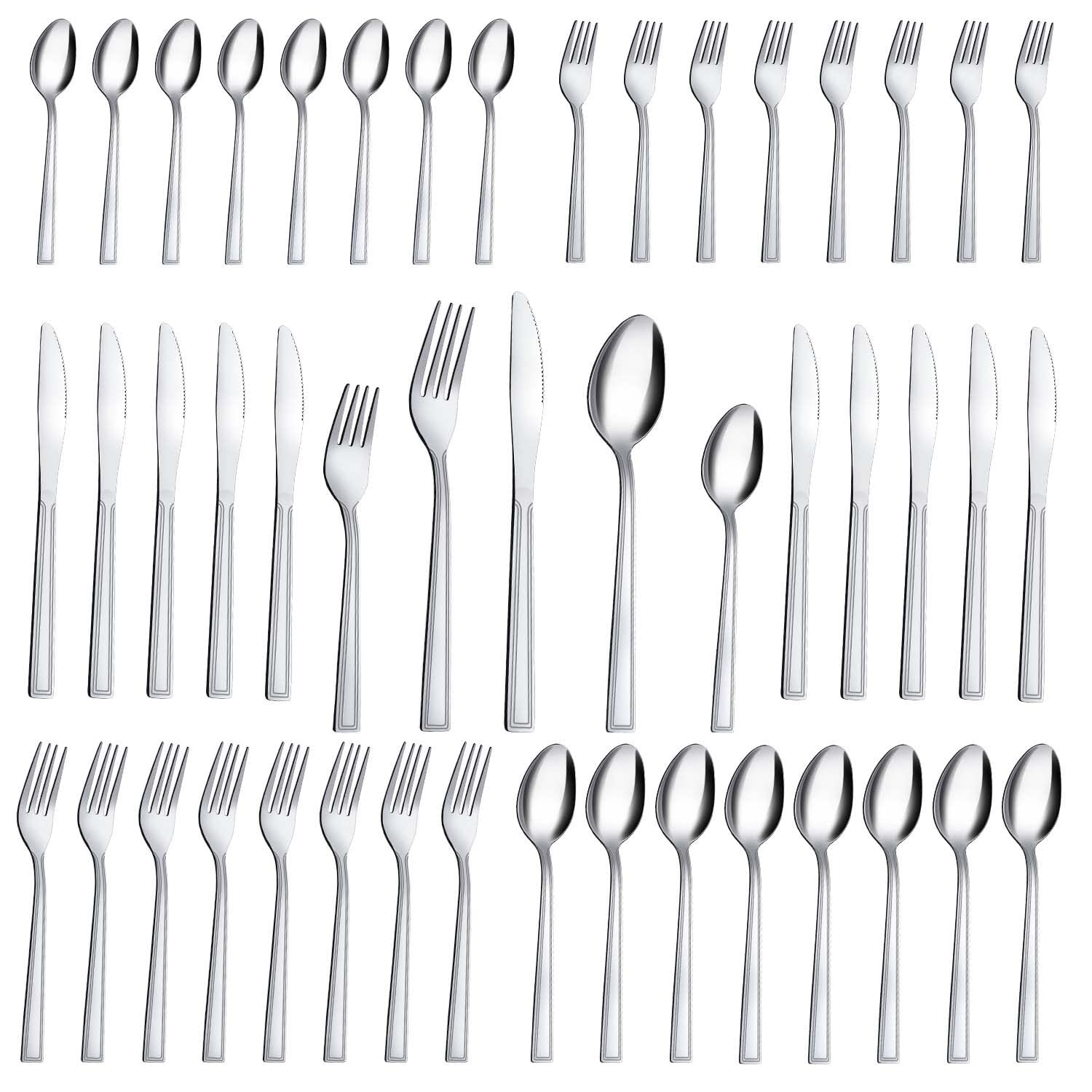 Silverware Set, 40-piece Silverware Set for 8, Stainless Steel Flatware Set, ...