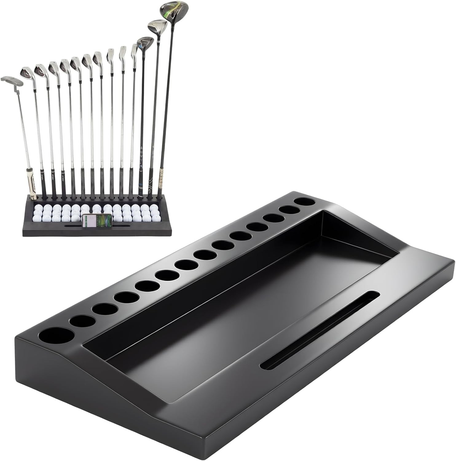 Wood Golf Club Holder Stand for 14 Clubs Golf Ball Storage Rack  Organizer