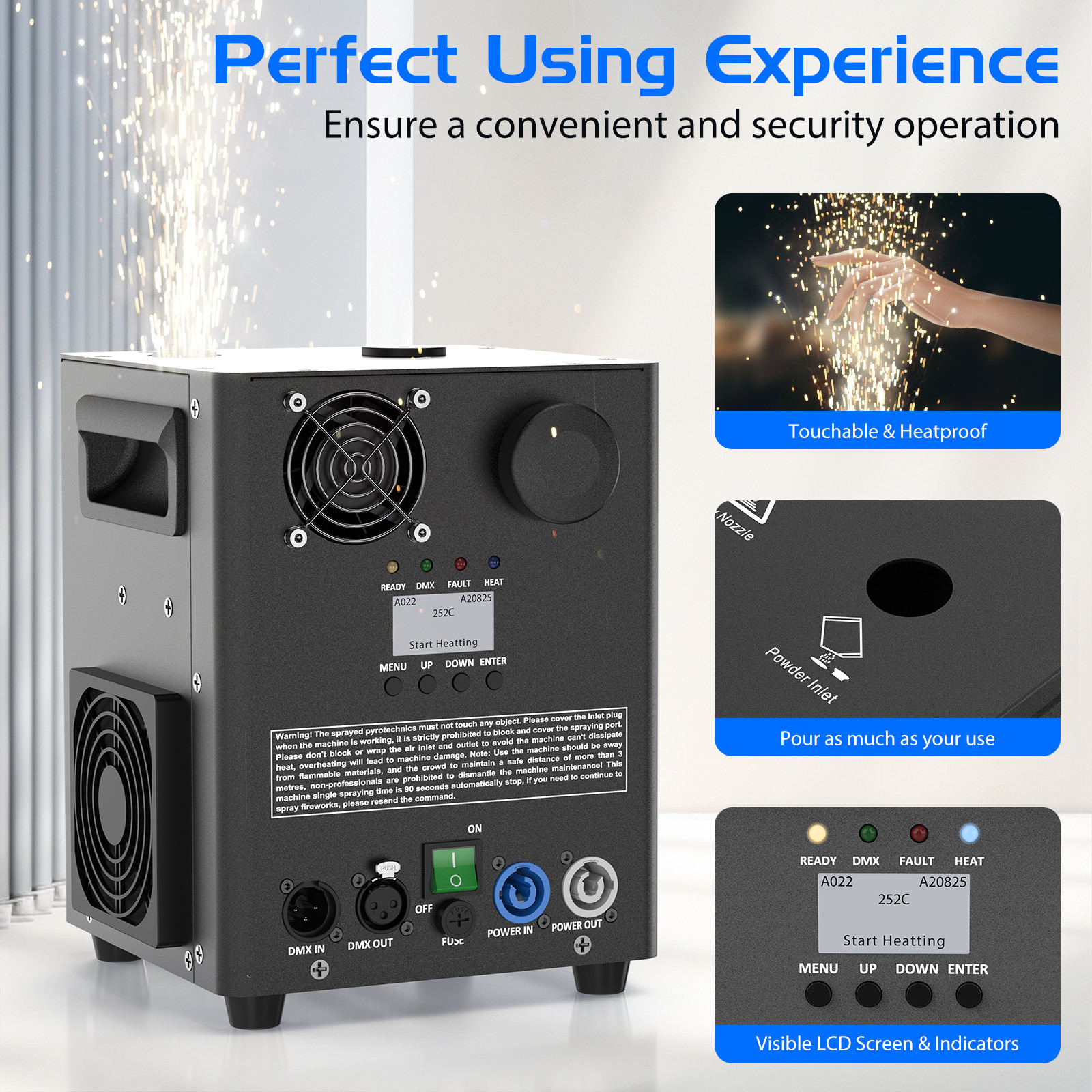 1200W Cold Spark Machine Stage Effect DMX Firework DJ Event Party Wedding NEW