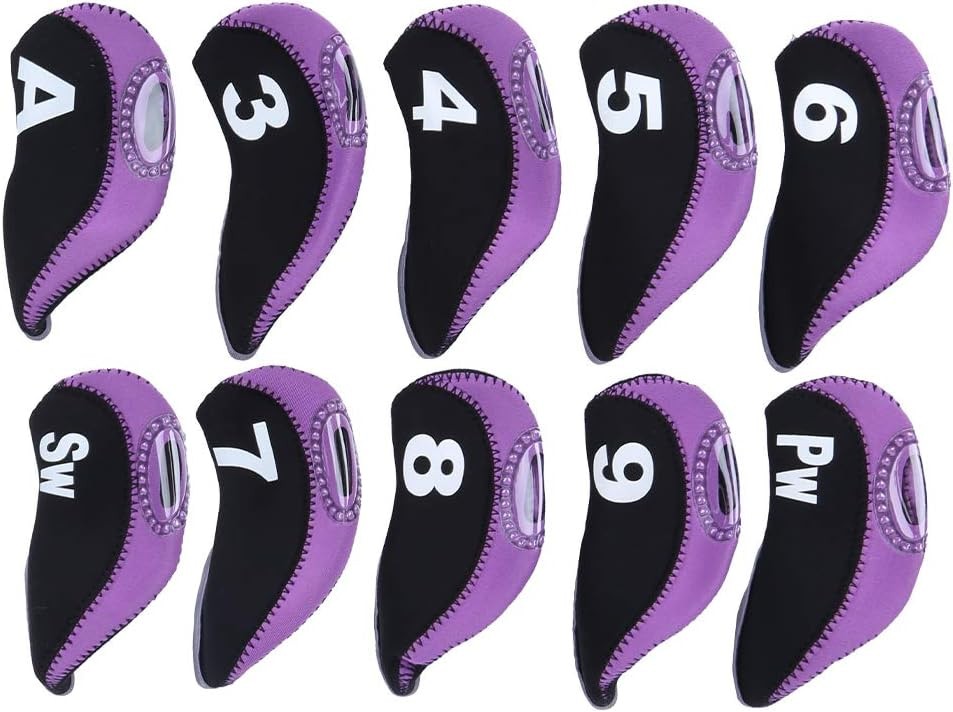 Number Print Golf Iron Club Head Covers,10Pcs Neoprene Head Cover, Number Gol...