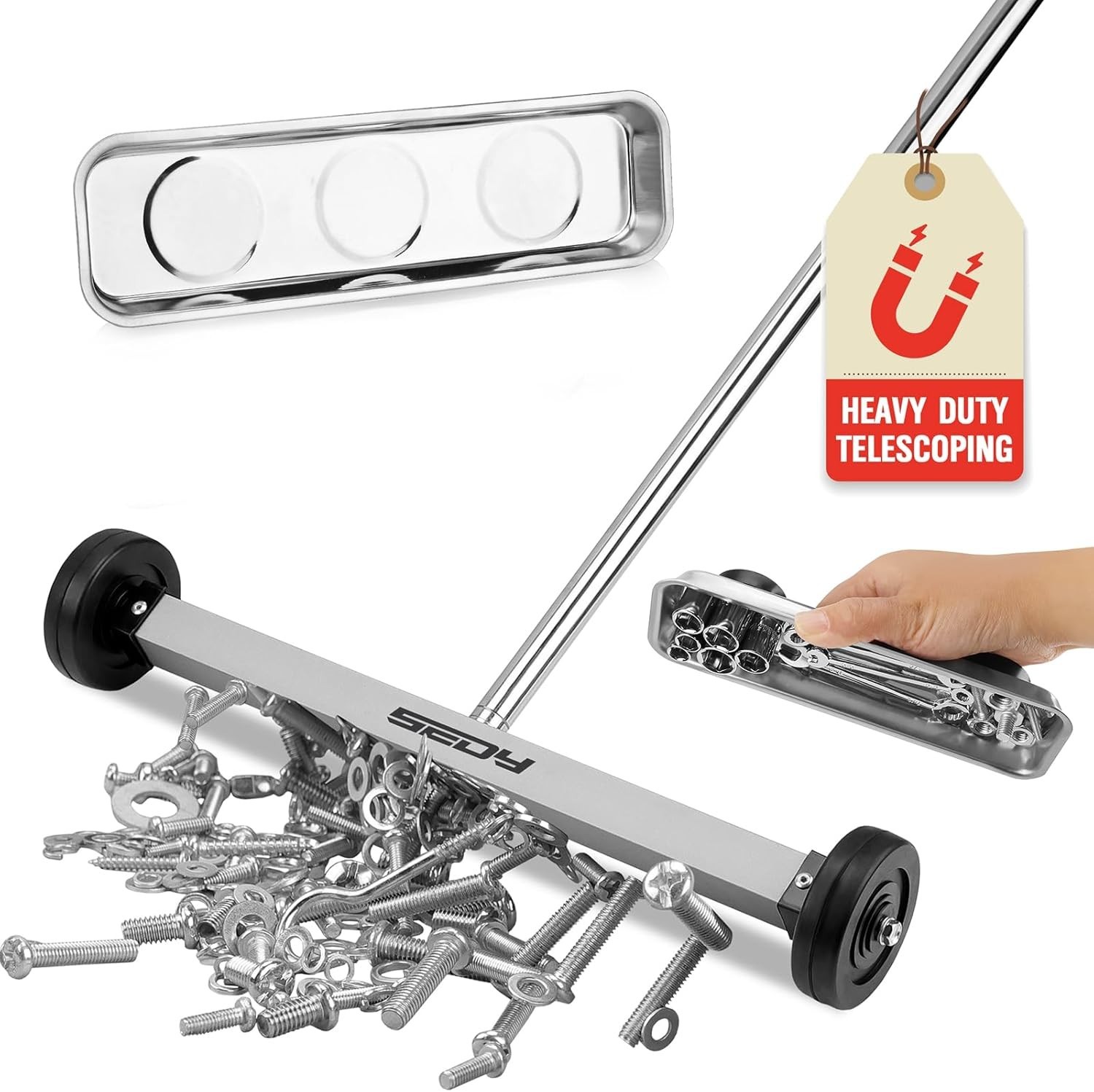 Heavy-Duty 17-Inch Magnet Roller with Telescoping Handle: Ideal for Workshops