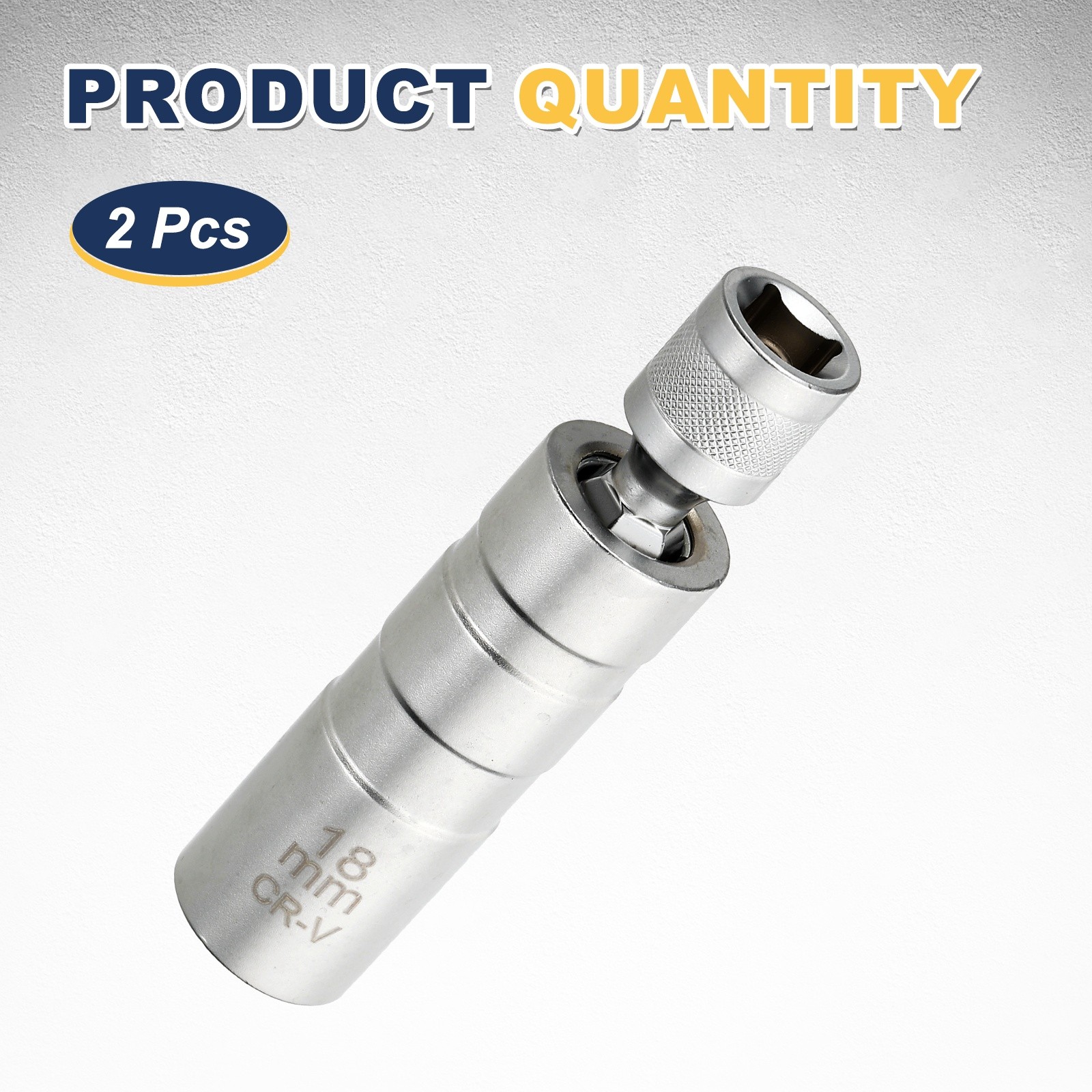 2pcs Spark Plug Socket 3/8" Drive 18mm Swivel Magnetic Thin Wall Silver