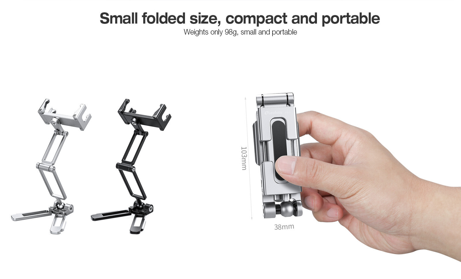 Leofoto PS-4 Foldable Multi-Functional Smartphone Clamp Silver