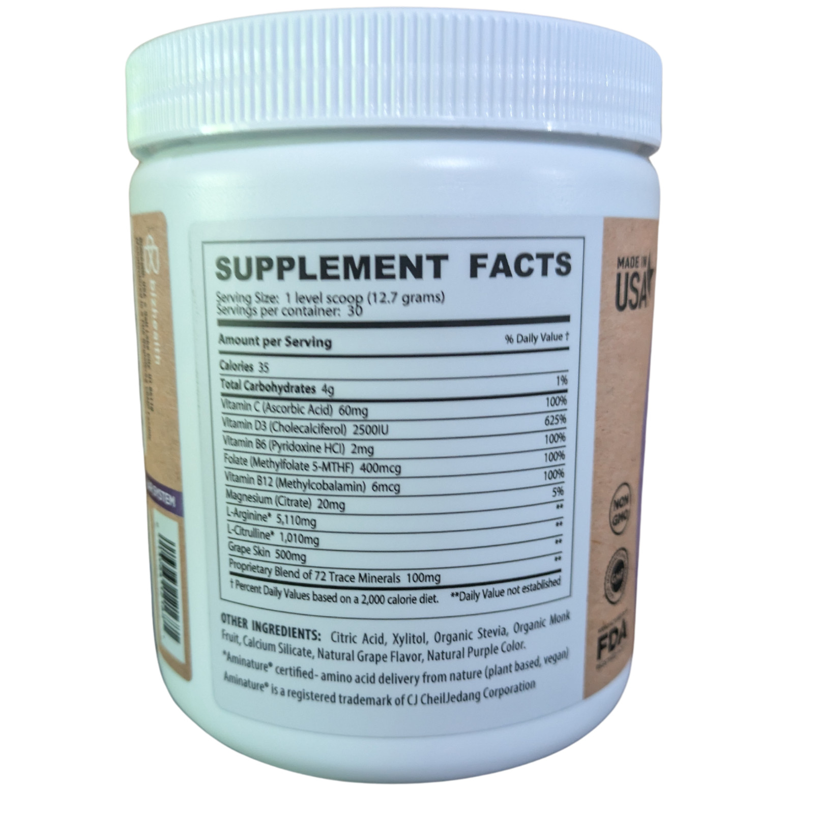6 bottles Of L Arginine Plus L- Citrulline Grape Flavor with 5-MTHF Methlyfolate