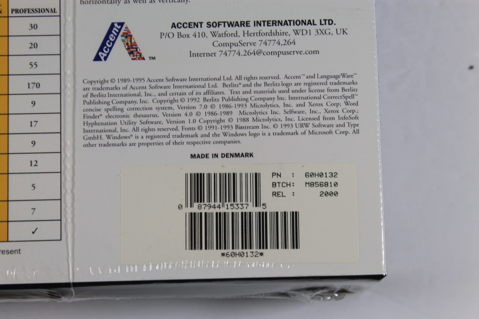 Vtg Software - Accent Special Edition - Word Processing for Windows 3.1 SEALED