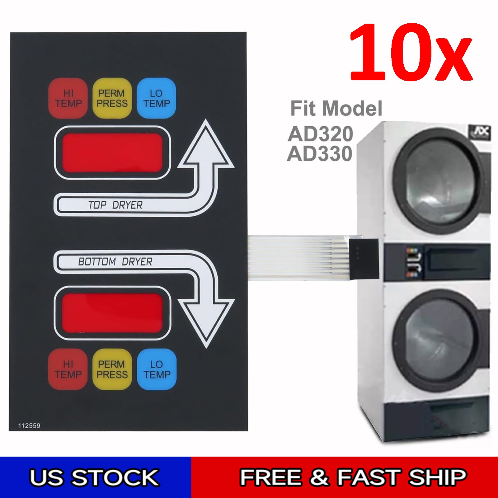 10x For American Dryey/ ADC Model AD320/AD330 #112559 OPL Keypad with arrow sign