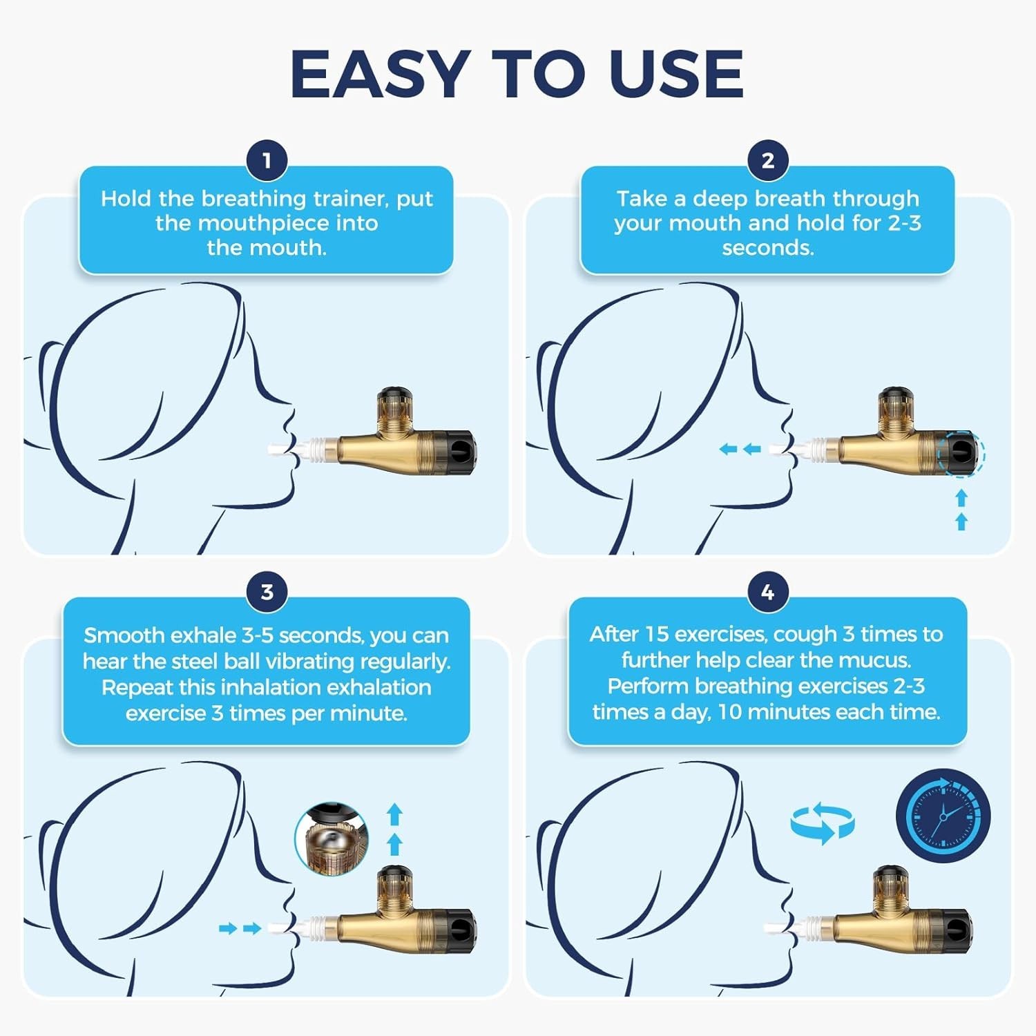 Breathing Exercise Device for Lungs, Non-Measuring Breath Training Device for...